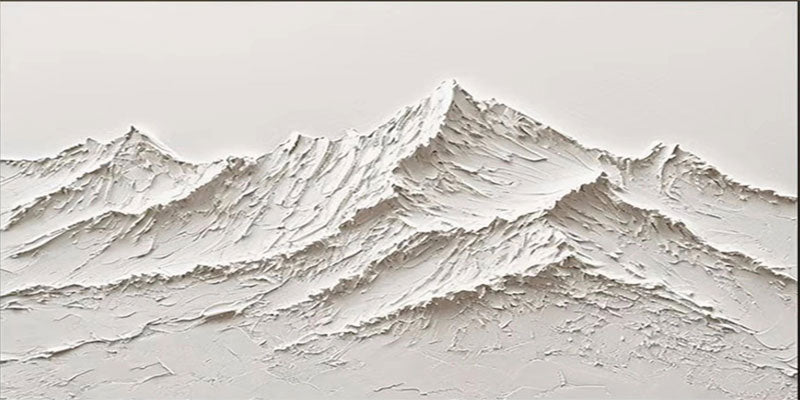 3D White Mountain Landscape Abstract - Textured Dimensional Oil Painting #JJ 108