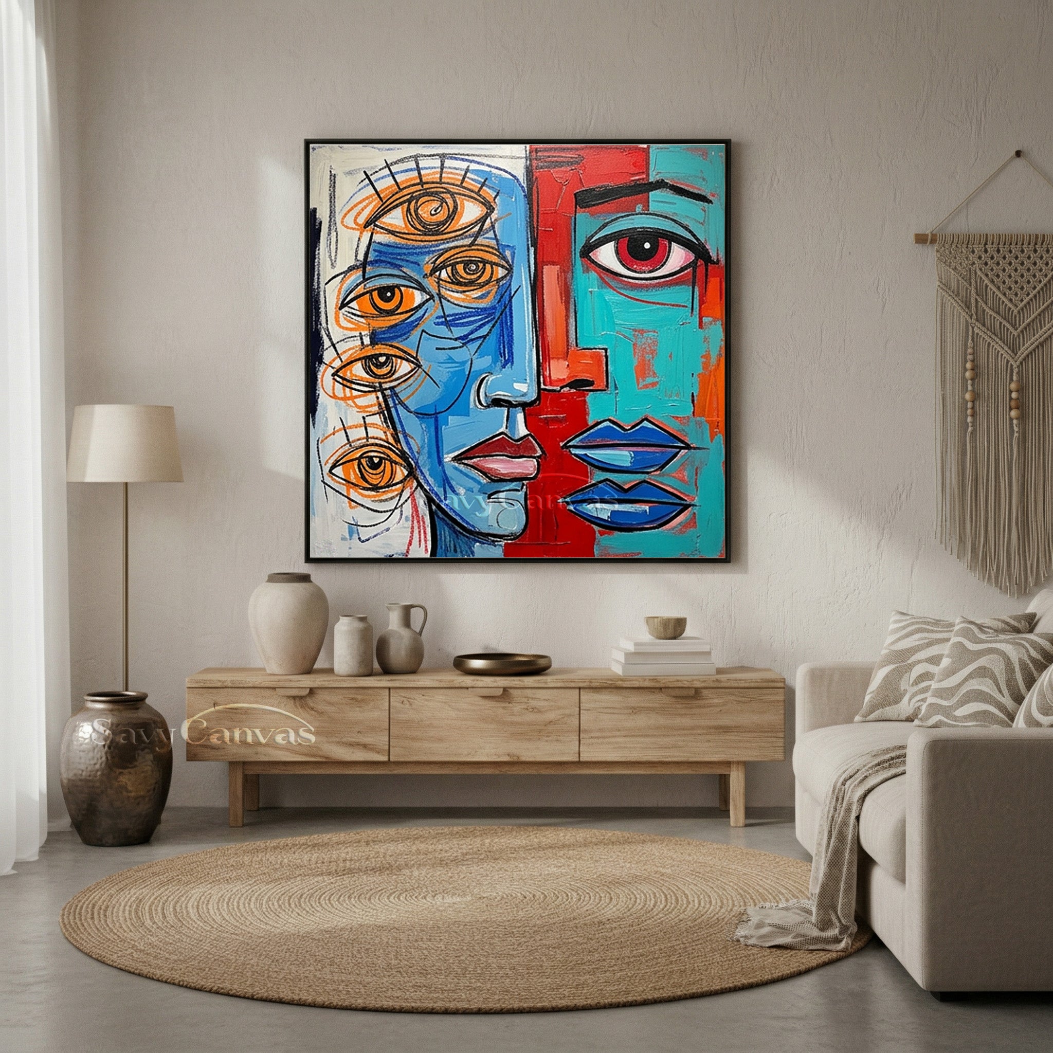 Surrealist Multi-Eye Portrait Wall Art | Original Hand-Painted #SS 098