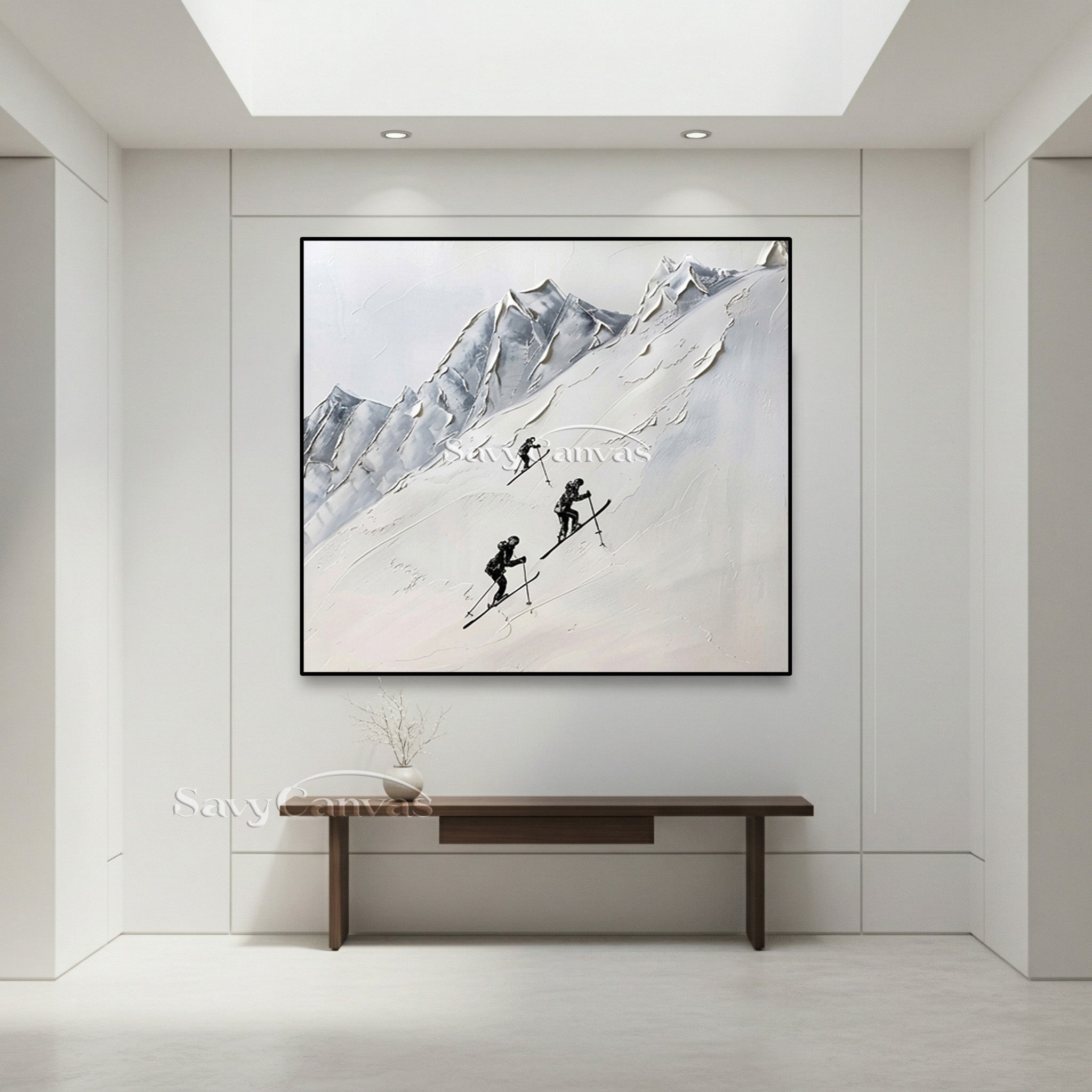 3D Textured Mountain Painting | Palette Knife Ski Art #AA 514