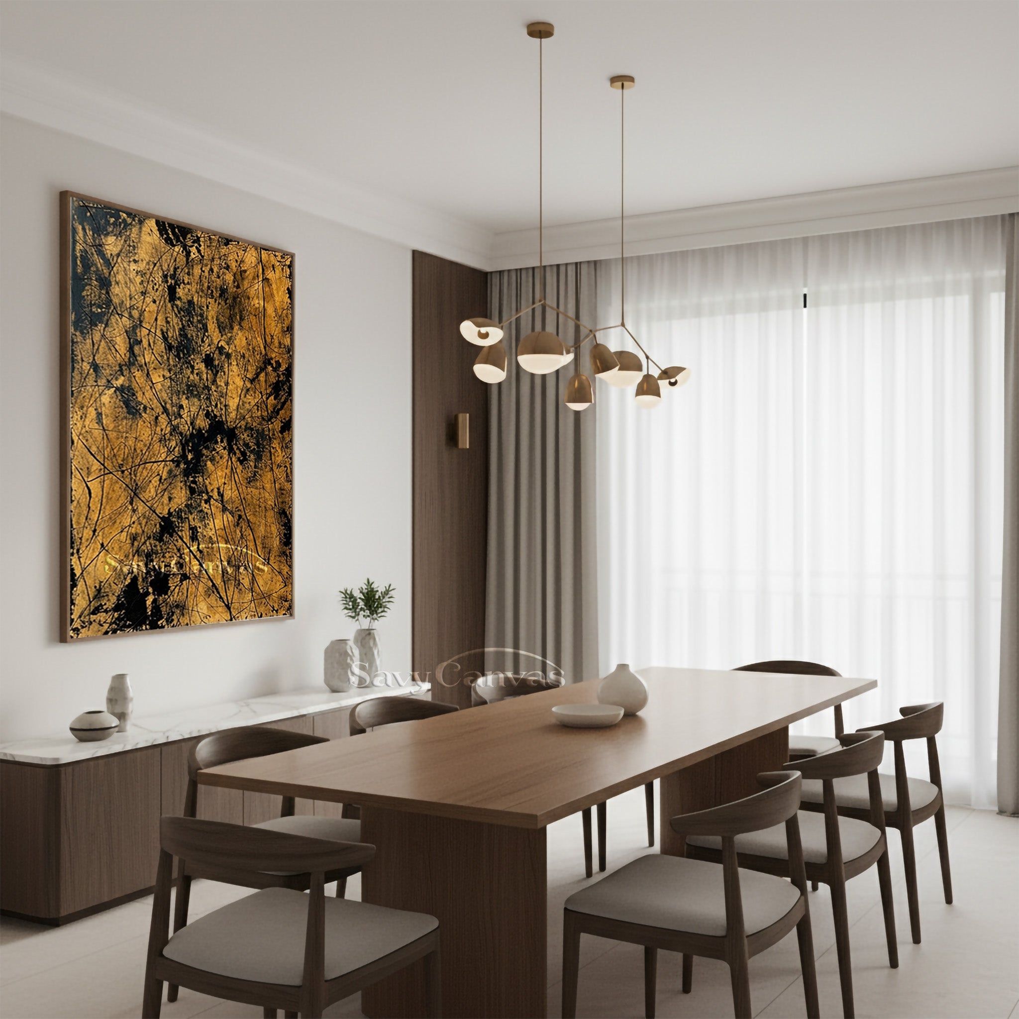 Modern Black & Gold Painting | Abstract Drip Wall Art #AA 519