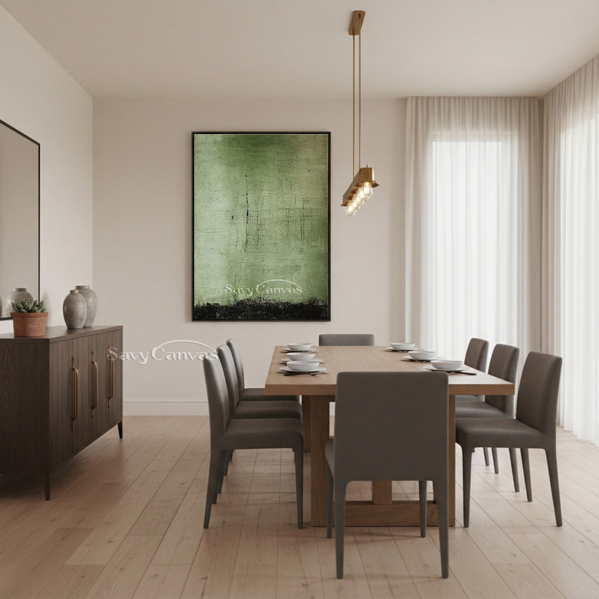 Sage Green Wabi-Sabi Abstract Oil Painting | Hand-Painted Canvas Art #SS 001