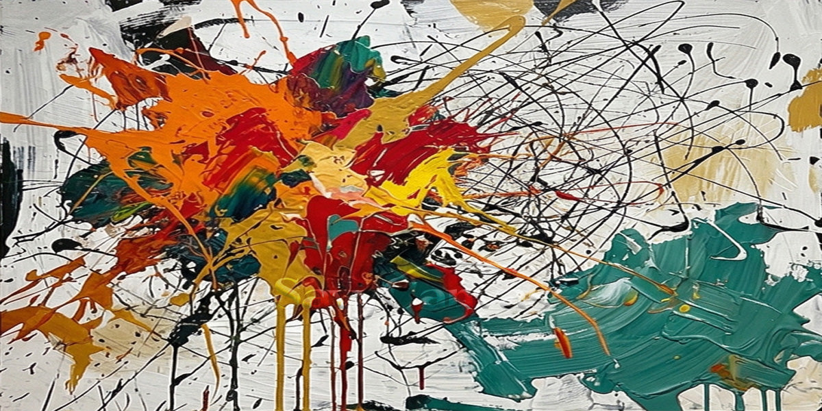 Colorful Abstract Splash Wall Art – Handmade Modern Oil Painting #JJ 467