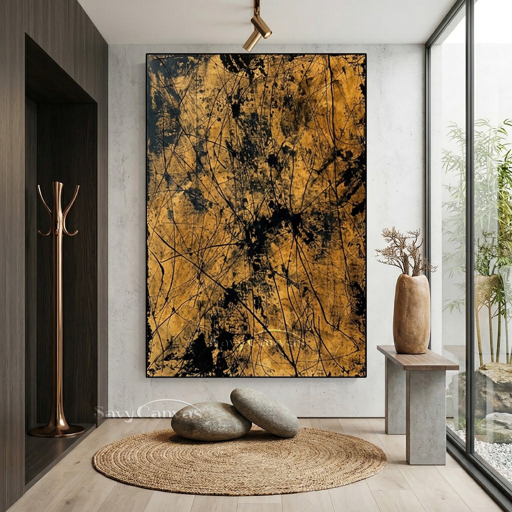 Modern Black & Gold Painting | Abstract Drip Wall Art #AA 519