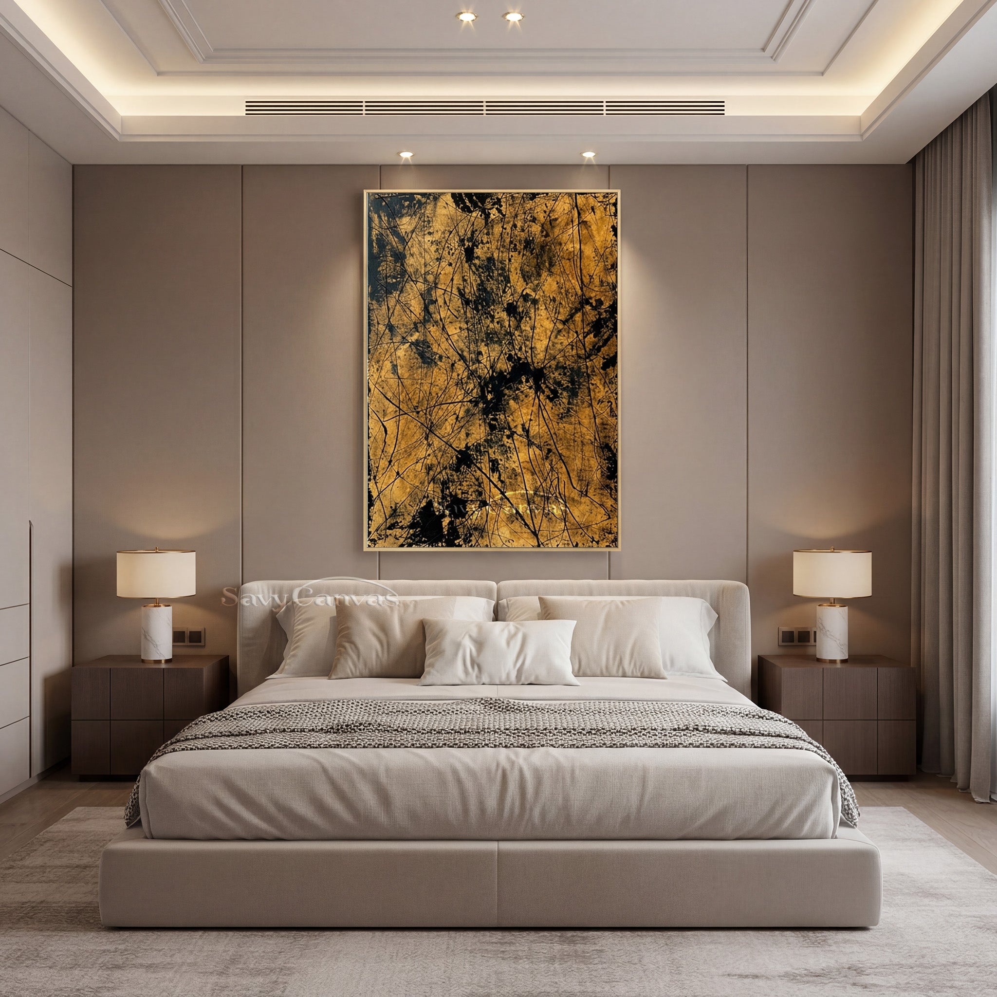 Modern Black & Gold Painting | Abstract Drip Wall Art #AA 519