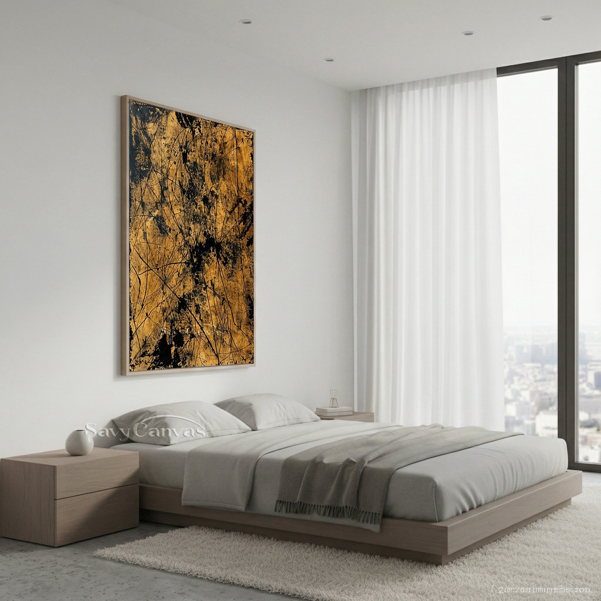 Modern Black & Gold Painting | Abstract Drip Wall Art #AA 519