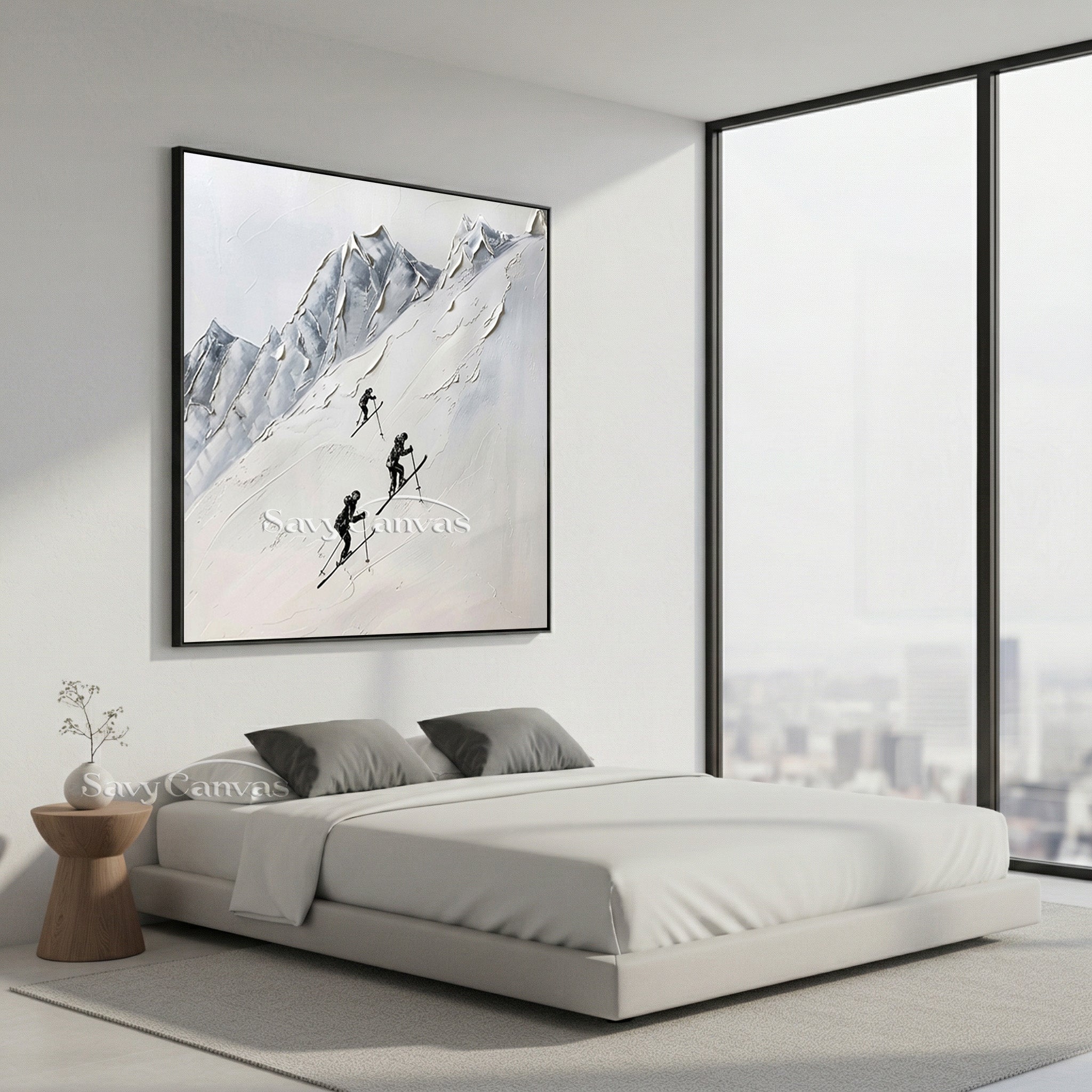 3D Textured Mountain Painting | Palette Knife Ski Art #AA 514