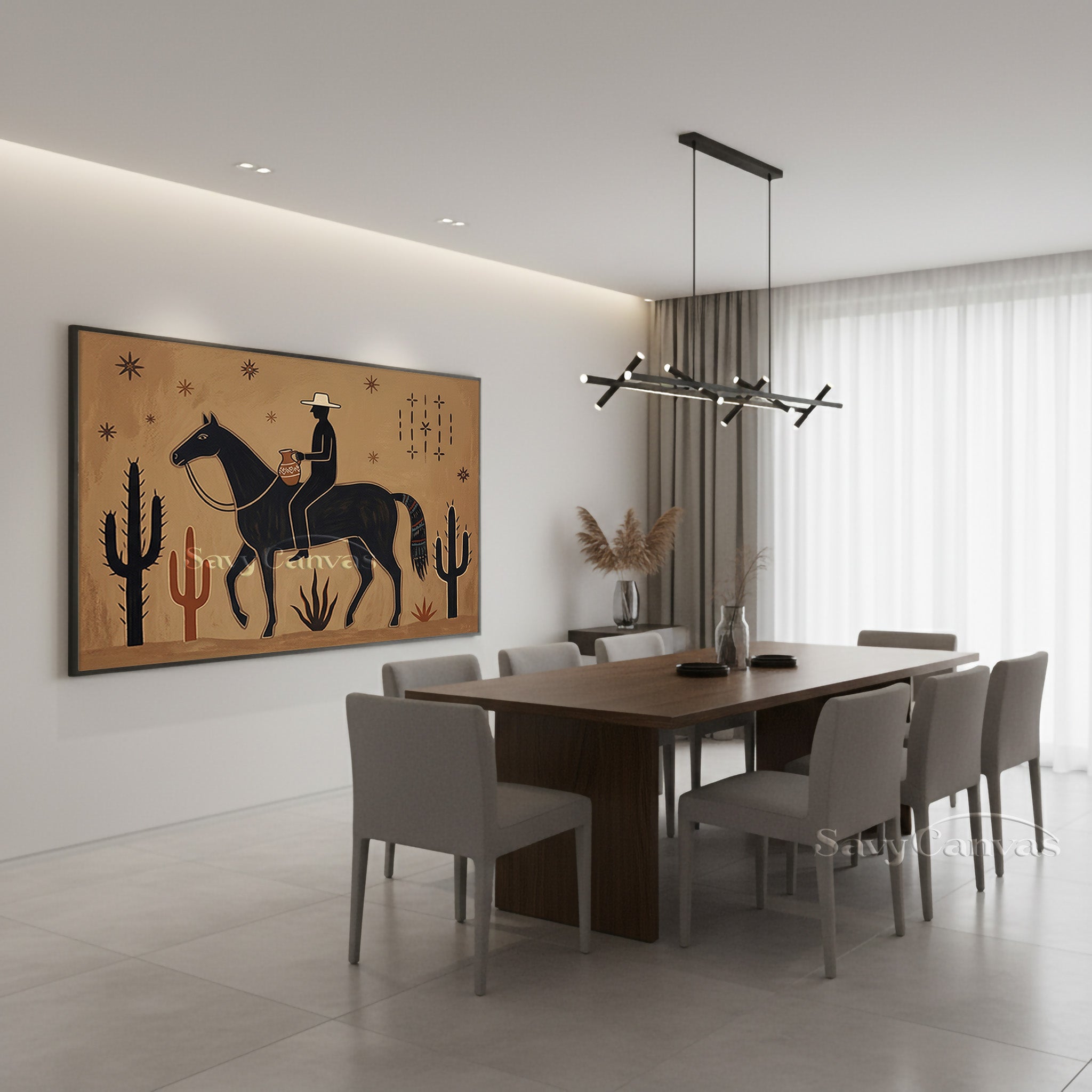 Modern Southwestern Horse Rider Oil Painting Canvas Art #SS 035