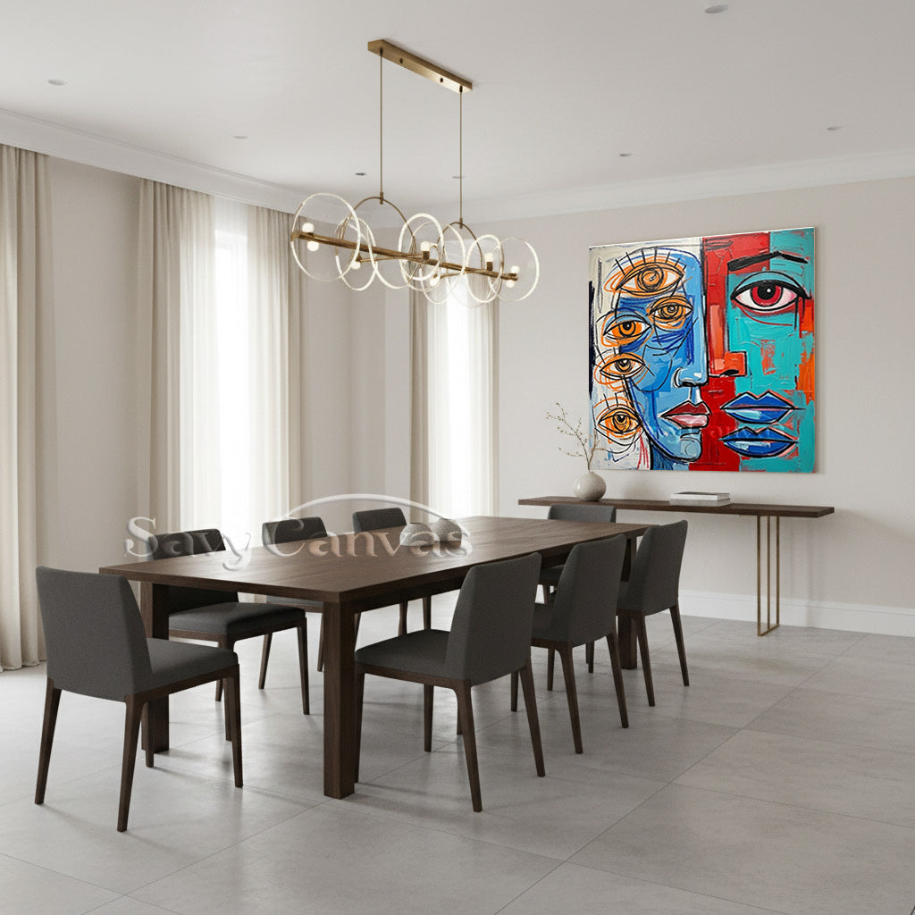 Surrealist Multi-Eye Portrait Wall Art | Original Hand-Painted #SS 098