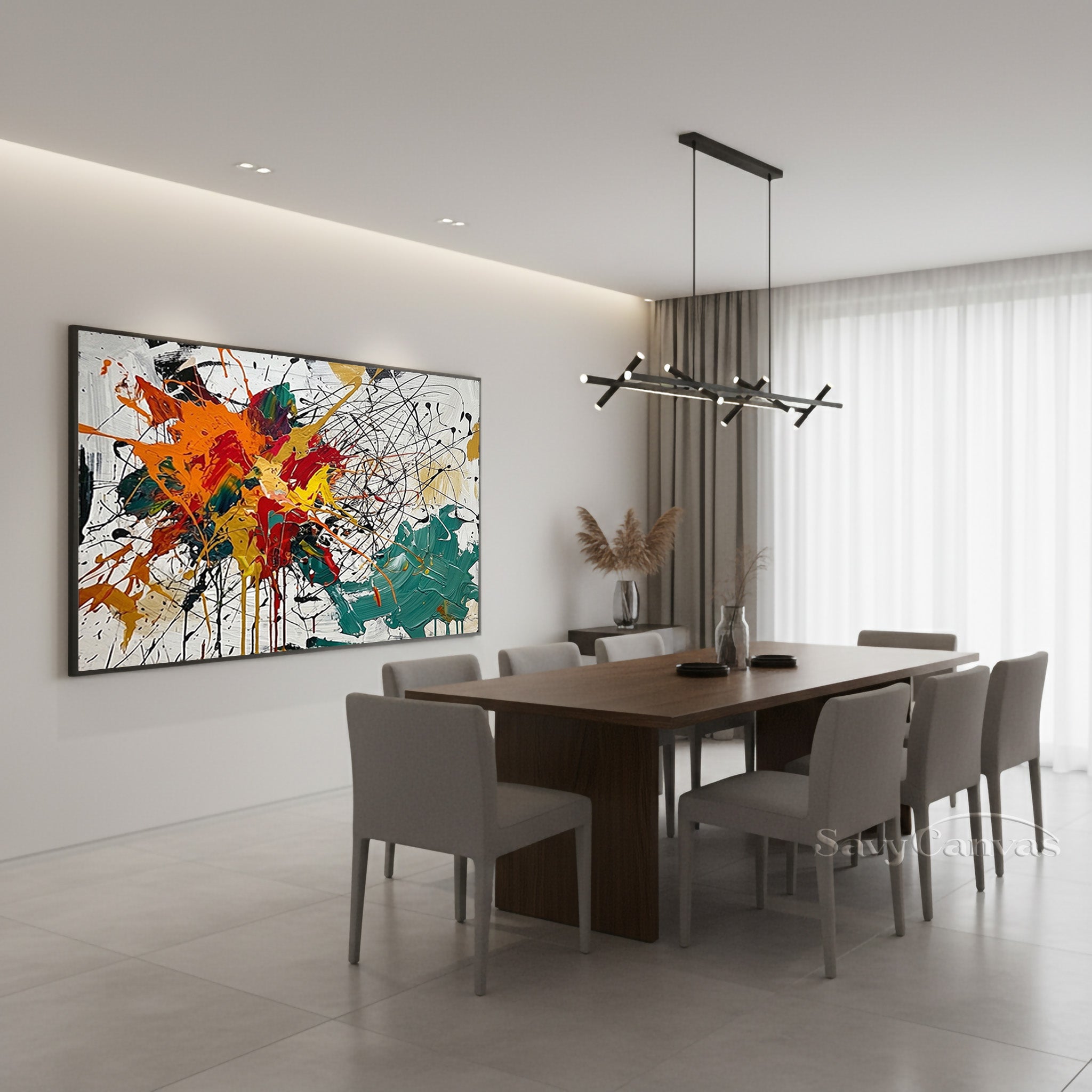 Colorful Abstract Splash Wall Art – Handmade Modern Oil Painting #JJ 467