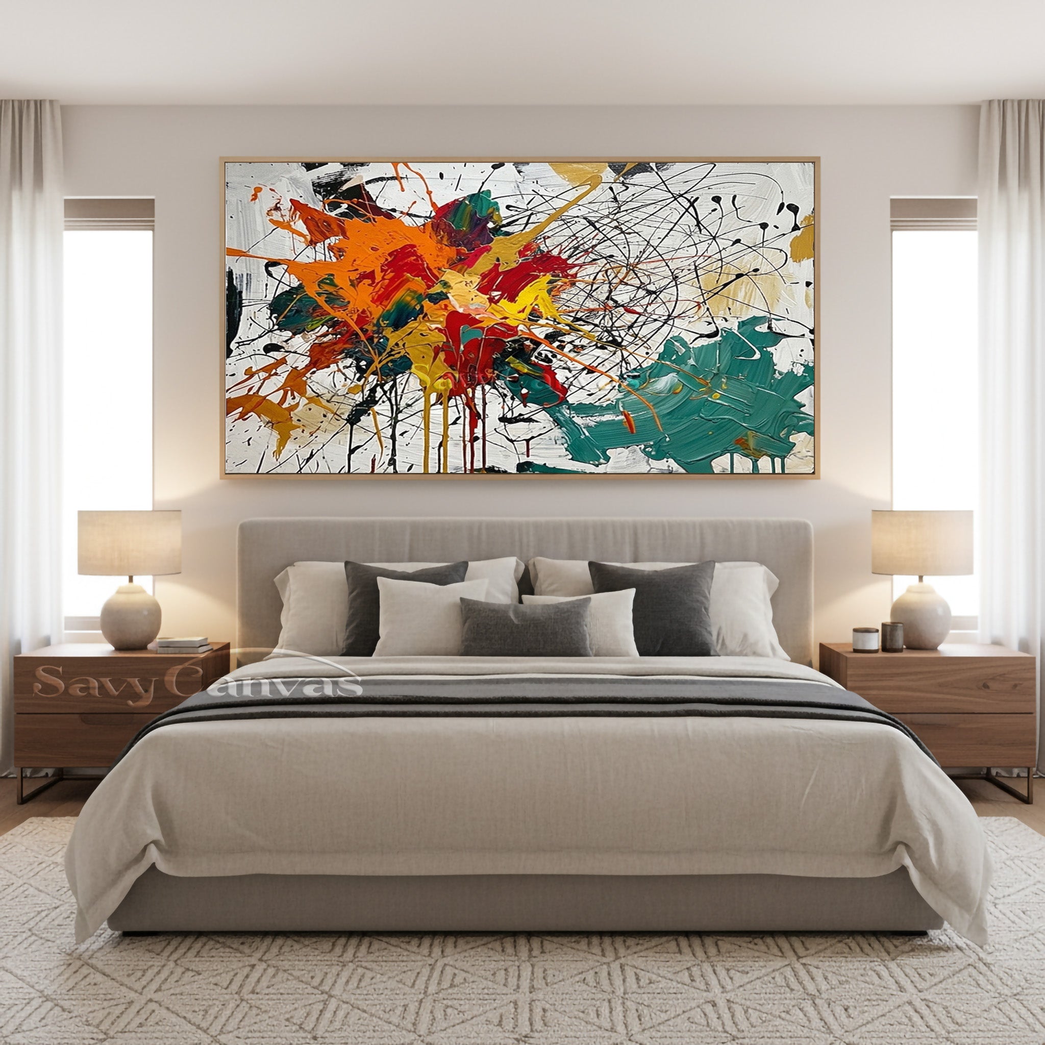 Colorful Abstract Splash Wall Art – Handmade Modern Oil Painting #JJ 467
