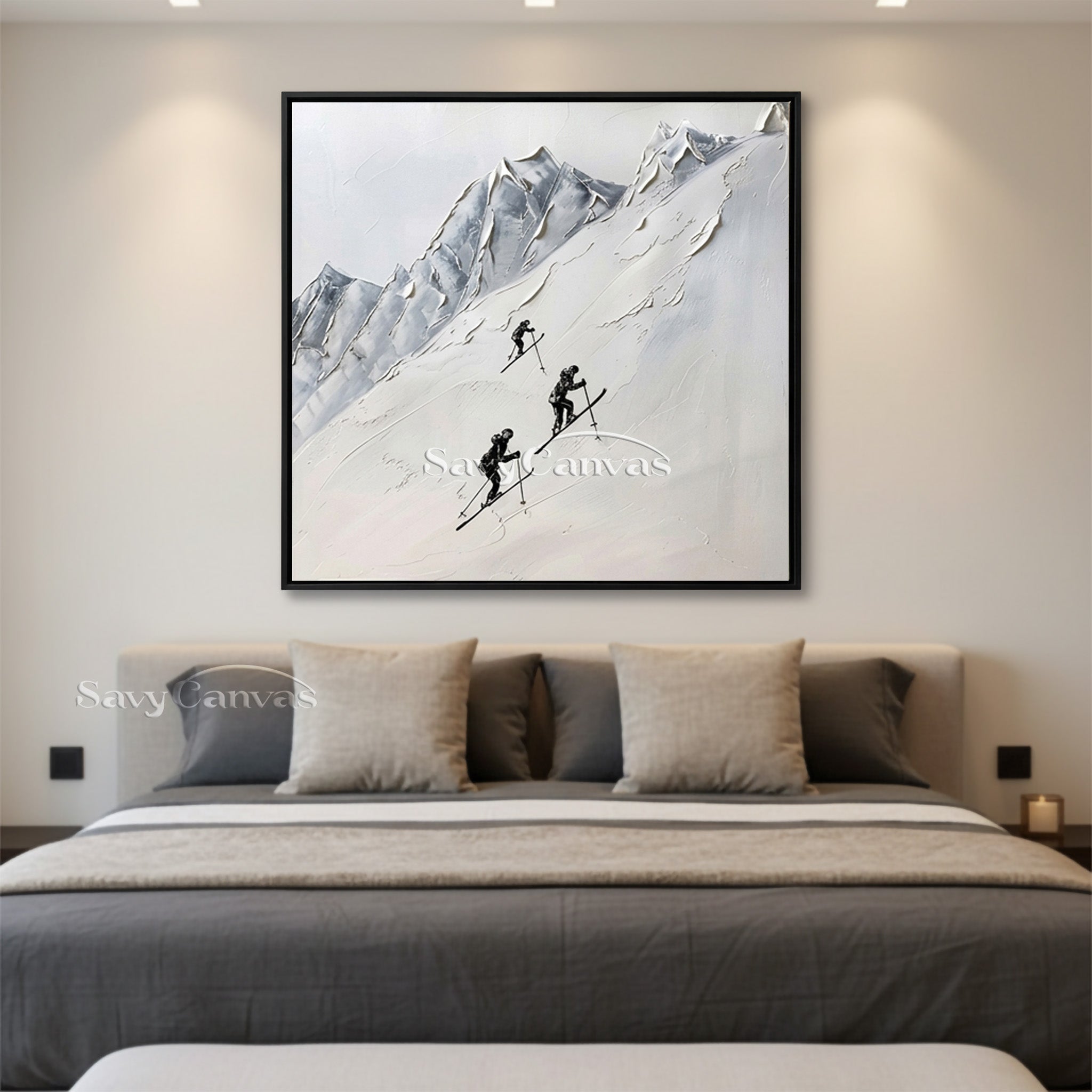 3D Textured Mountain Painting | Palette Knife Ski Art #AA 514