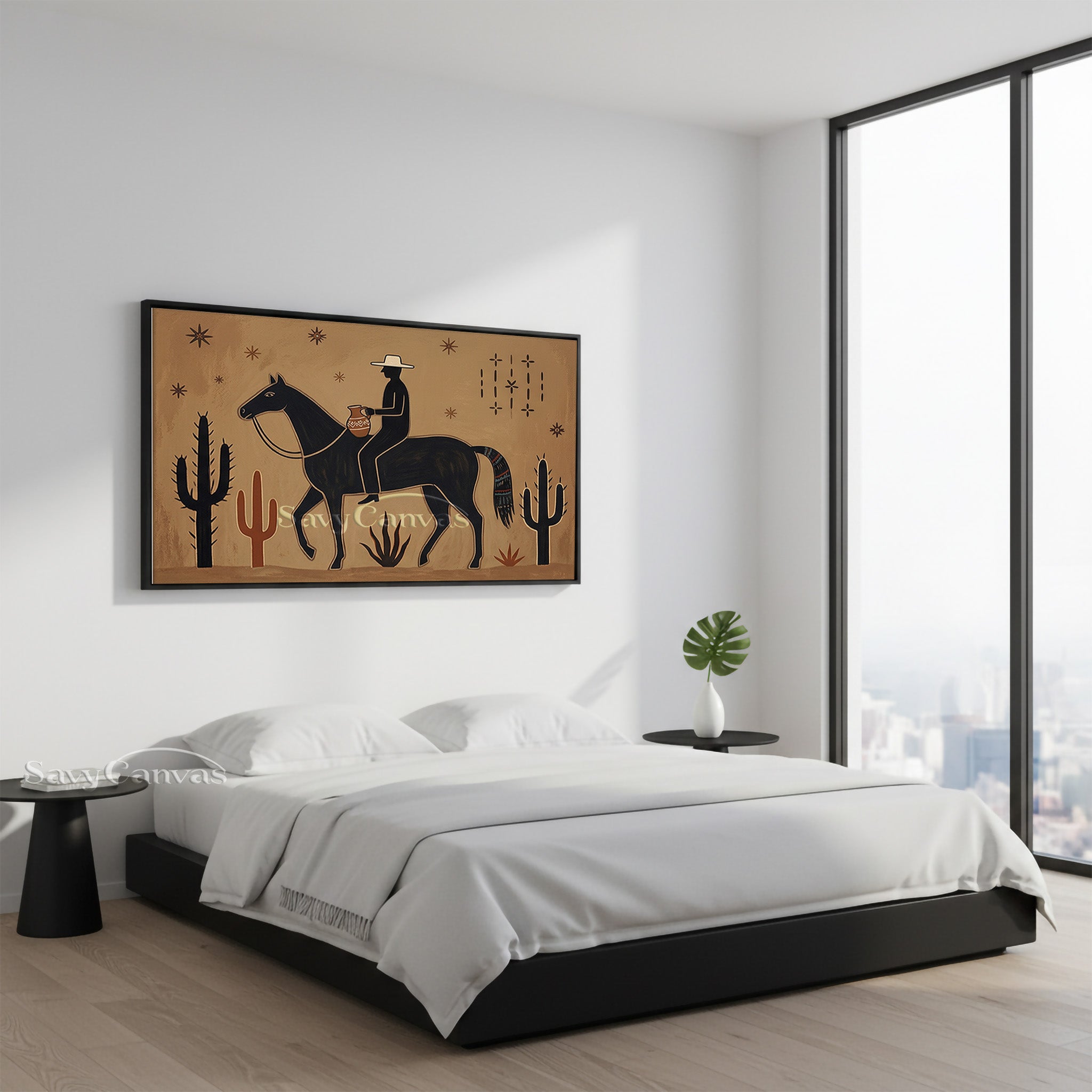 Modern Southwestern Horse Rider Oil Painting Canvas Art #SS 035