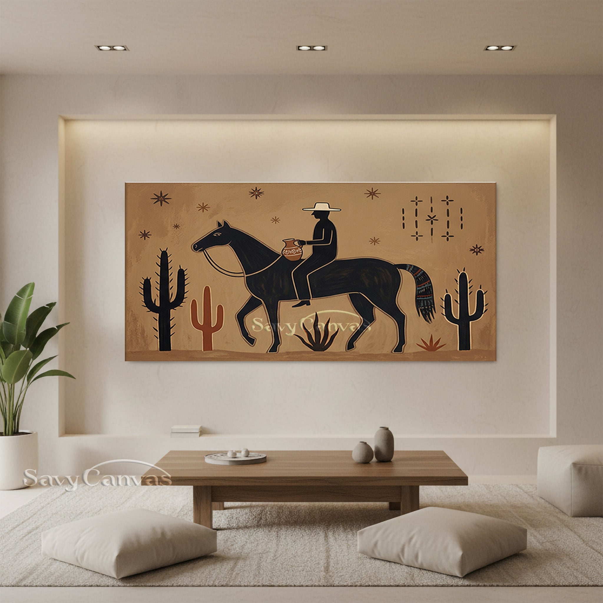 Modern Southwestern Horse Rider Oil Painting Canvas Art #SS 035