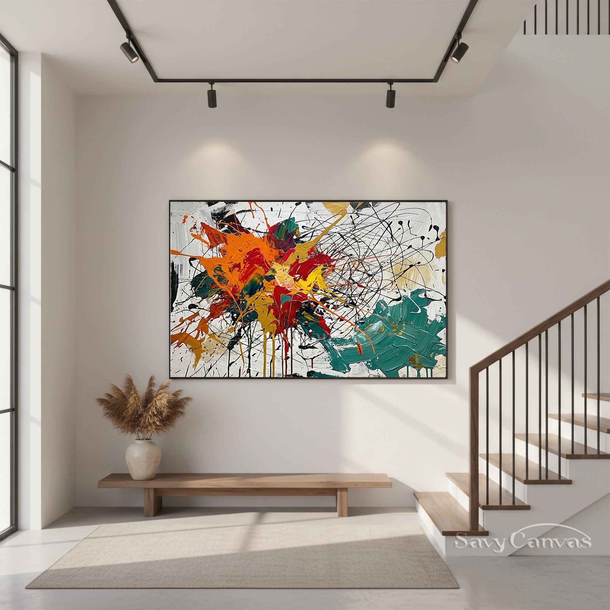 Colorful Abstract Splash Wall Art – Handmade Modern Oil Painting #JJ 467