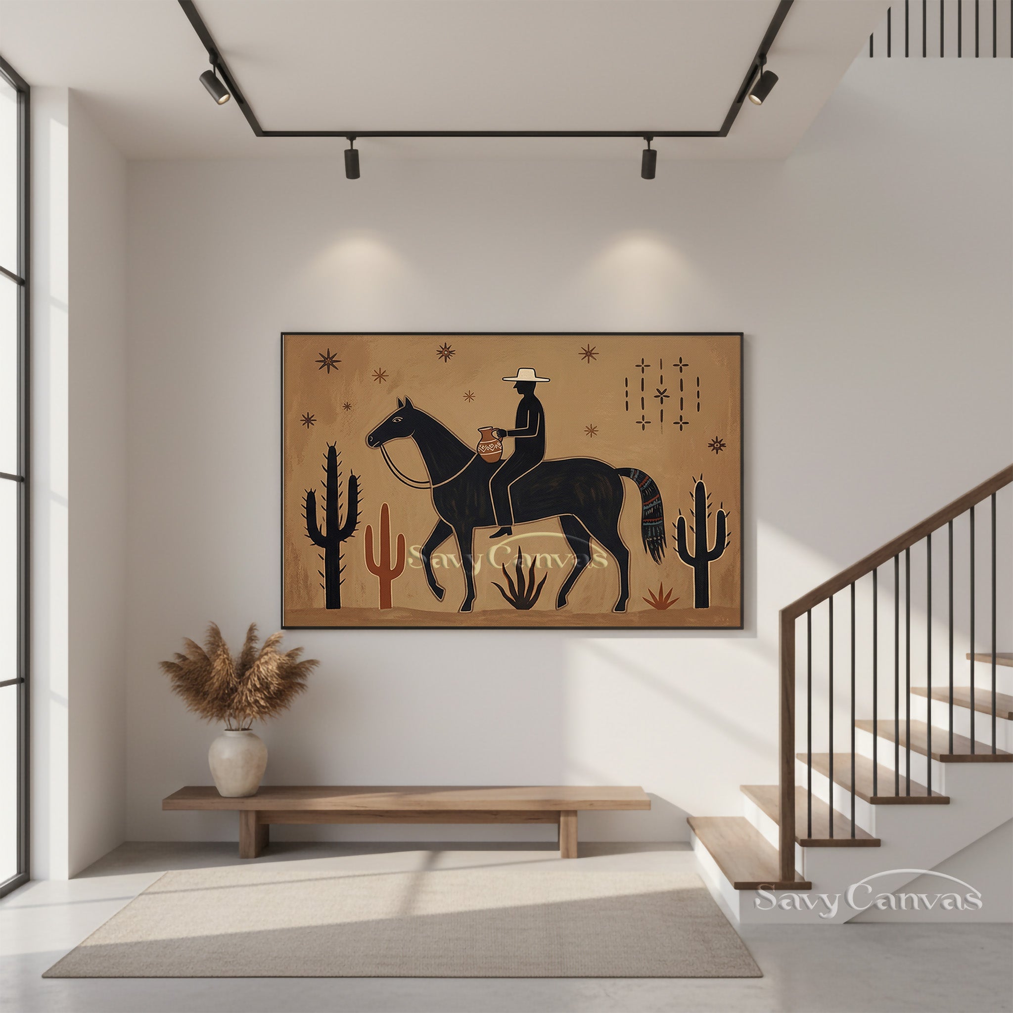 Modern Southwestern Horse Rider Oil Painting Canvas Art #SS 035