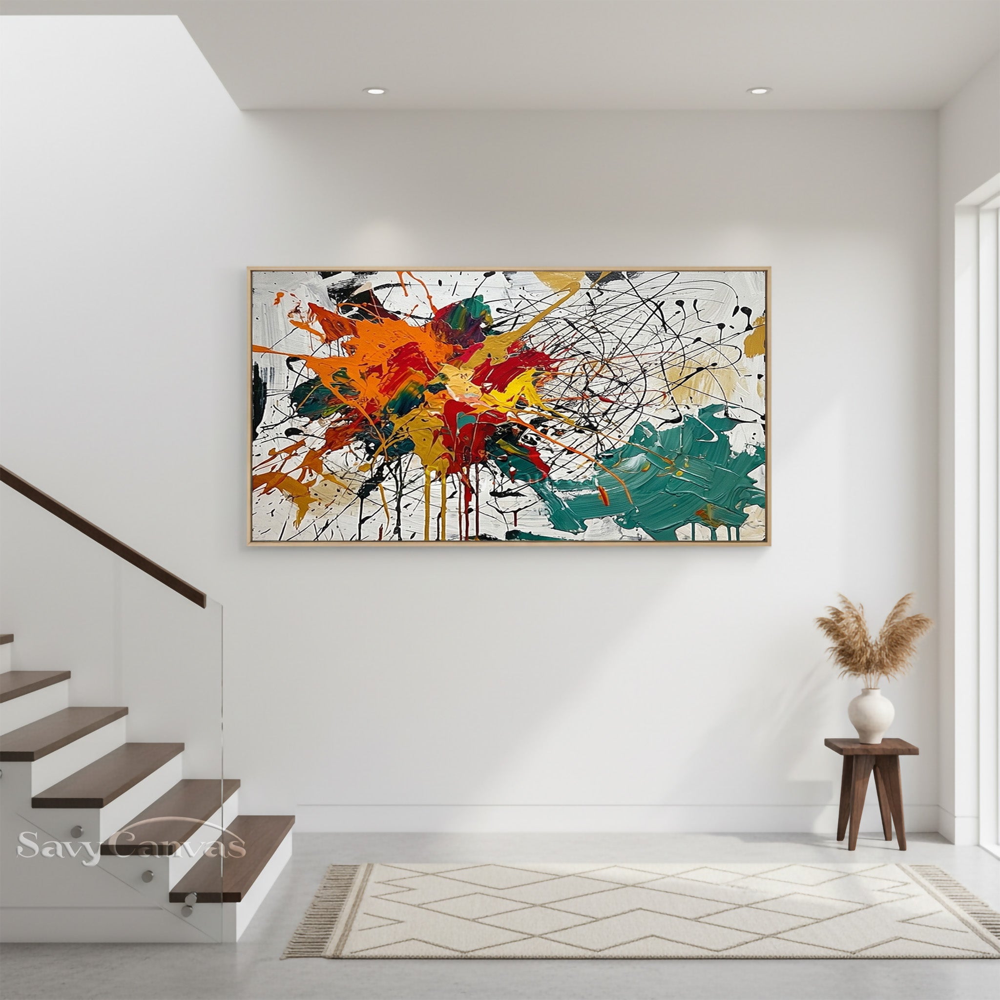 Colorful Abstract Splash Wall Art – Handmade Modern Oil Painting #JJ 467