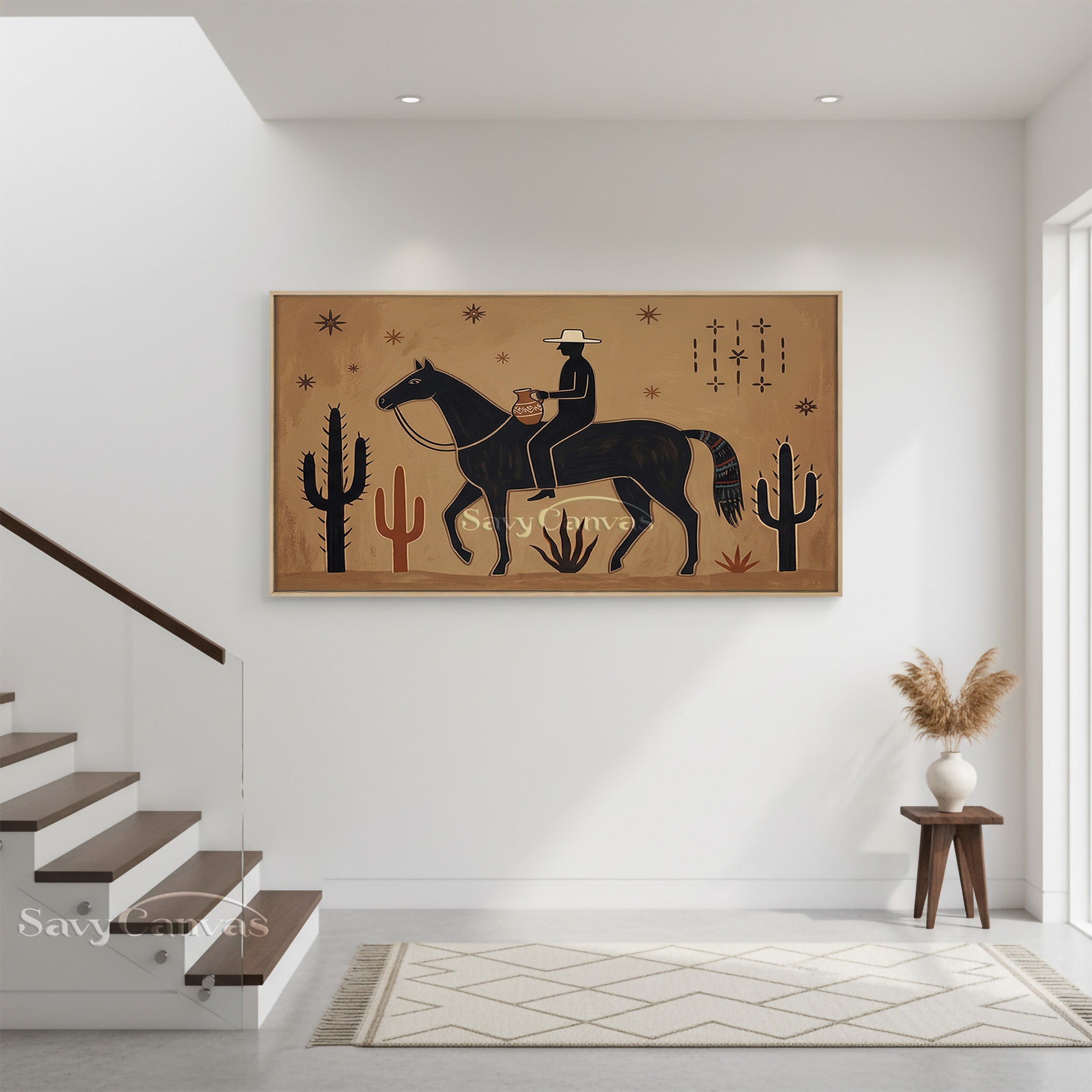 Modern Southwestern Horse Rider Oil Painting Canvas Art #SS 035