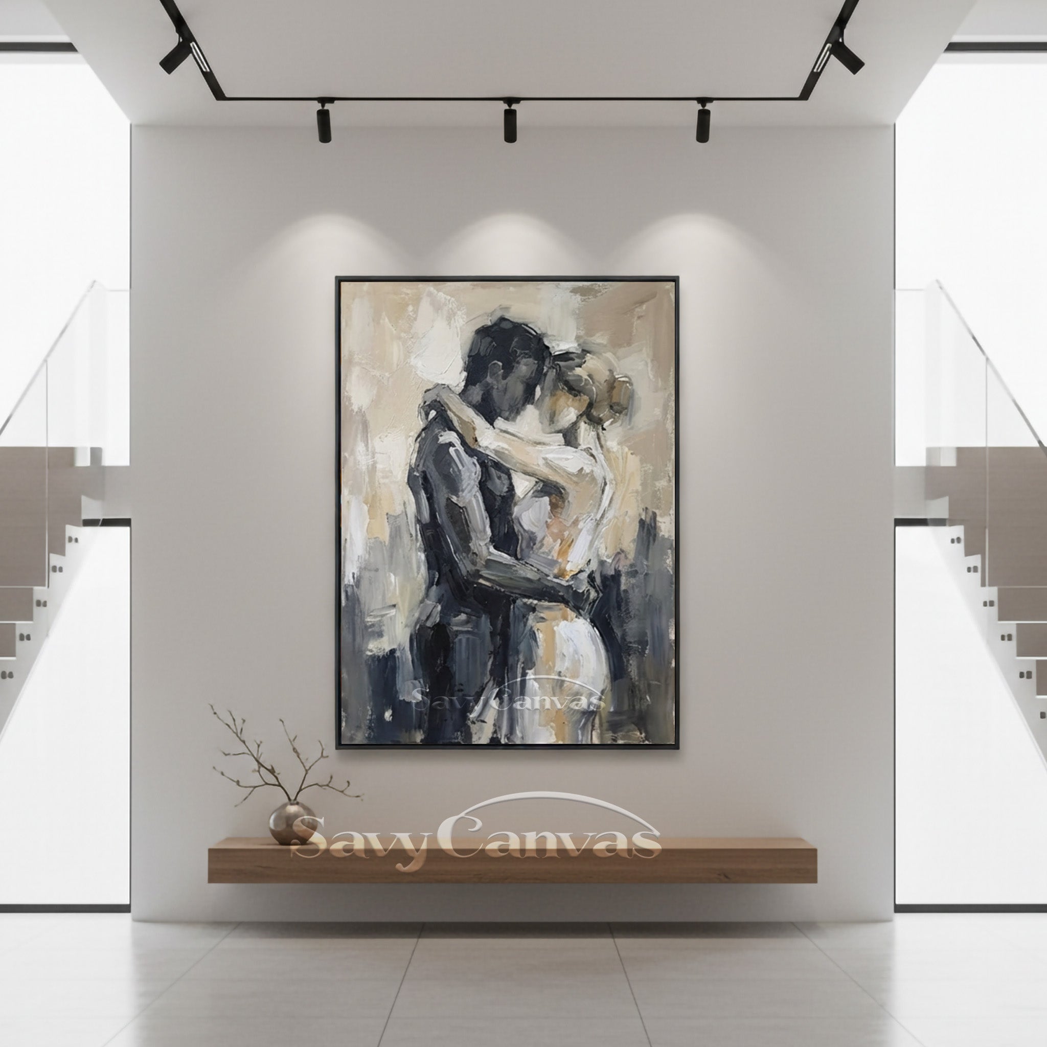 Romantic Lovers Abstract Oil Painting | Hand-Painted Bedroom Wall Art #SS 013
