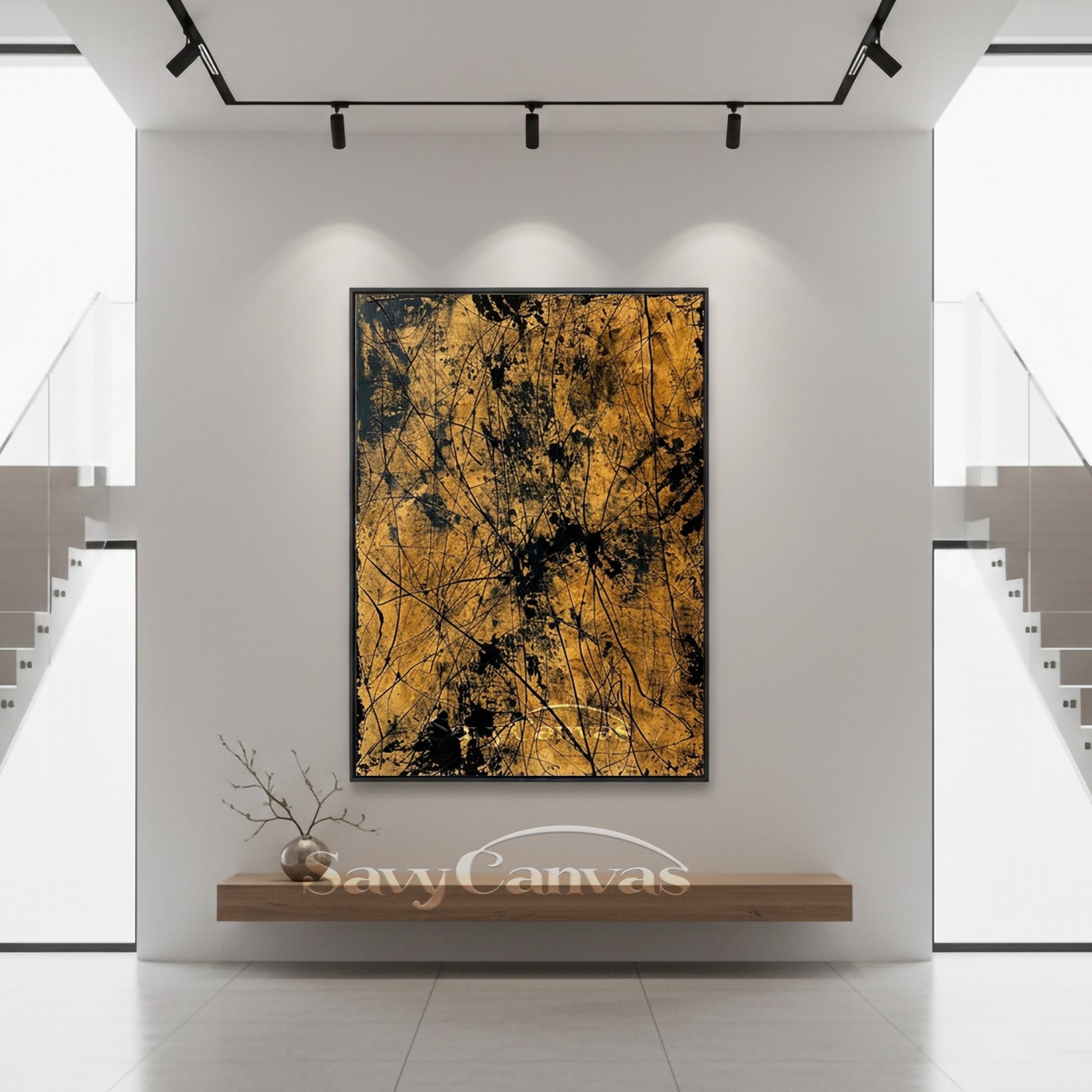 Modern Black & Gold Painting | Abstract Drip Wall Art #AA 519