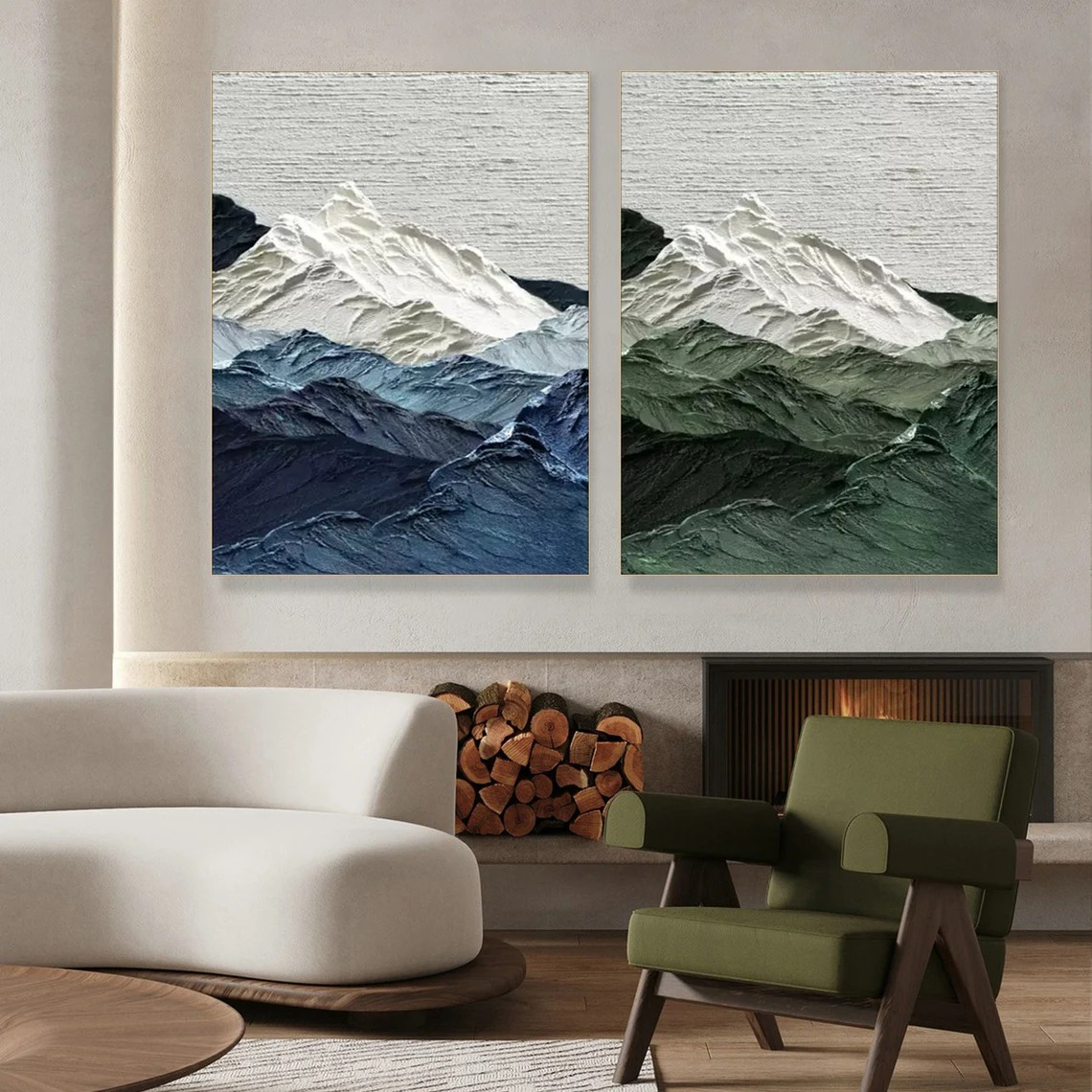 Abstract Mountain Range Canvas Painting – Set of 2 | #TC 080