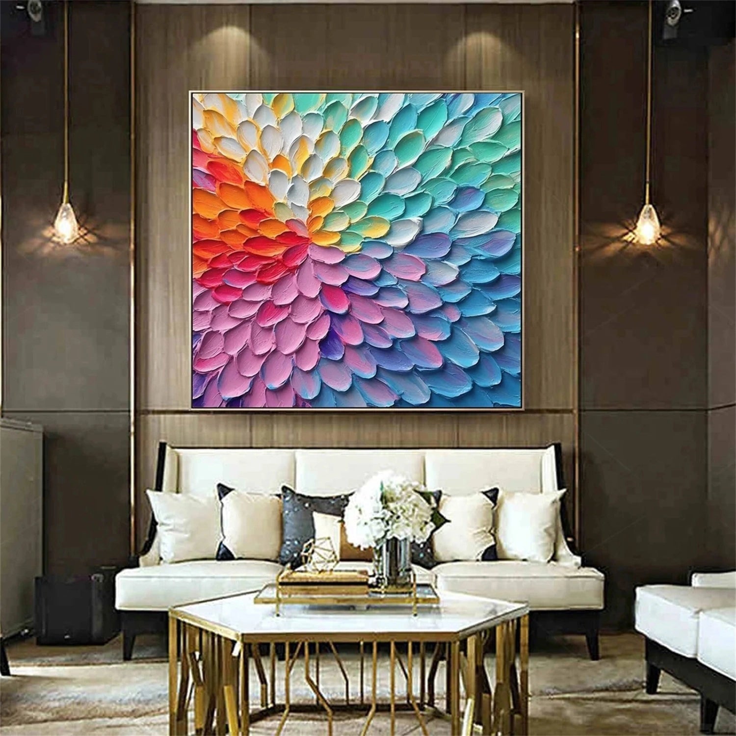 Colorful Textured Flower Painting | 3D Petal Abstract Wall Art #JJ 345