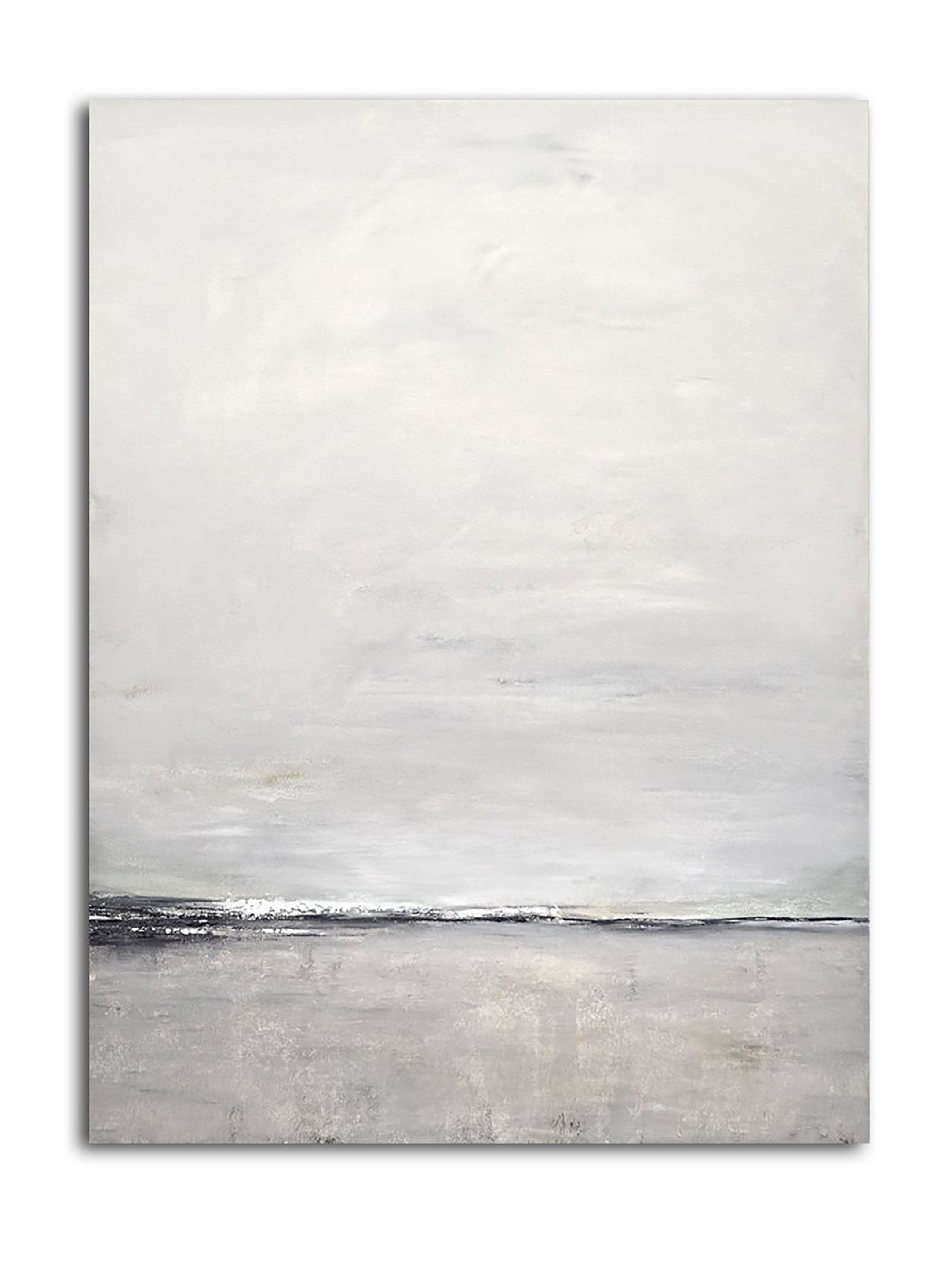Simple Grey Neutral Abstract - Soft White Art Oil Painting