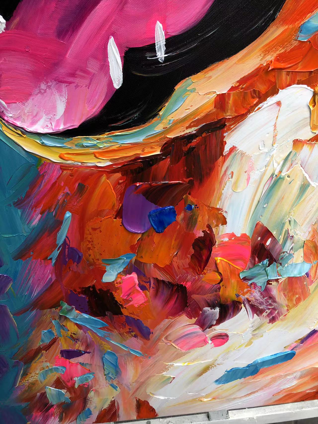 Colorful Golden Retriever Wall Art | Large Textured Dog Painting Canvas #ZZ 157