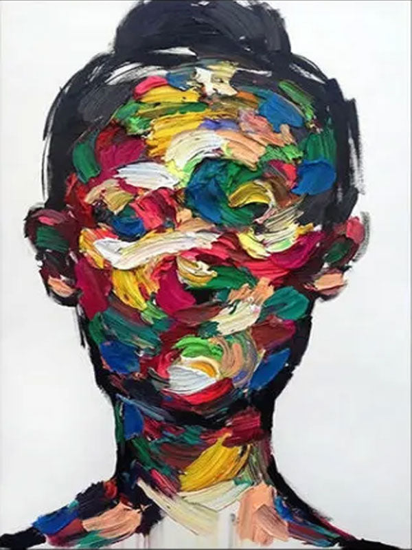 Colorful Abstract Portrait Wall Art | Large Vertical Textured Painting #ZZ 205