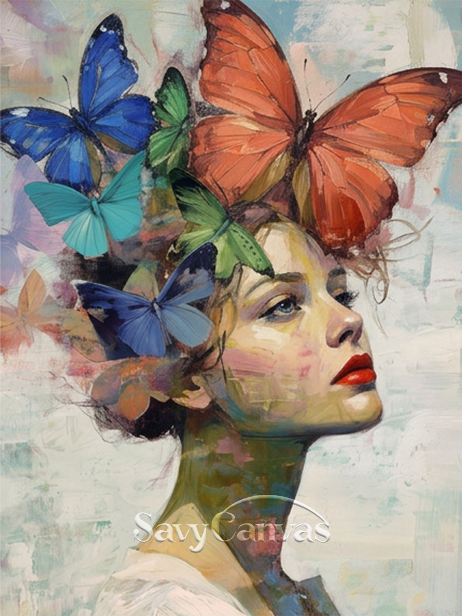Ethereal Woman with Butterflies Oil Painting | Dreamy Wall Art #SS 151