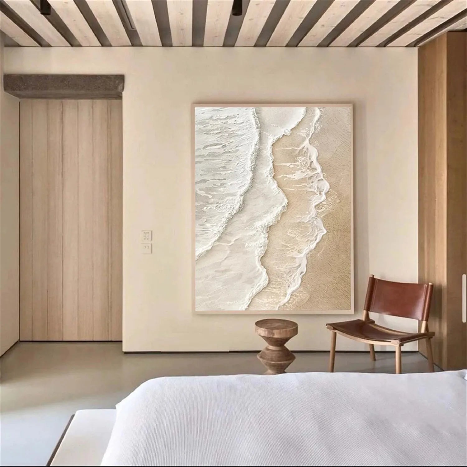 Calm Coastal Sand Textured Abstract -  Minimalist Oil Painting # JJ 134
