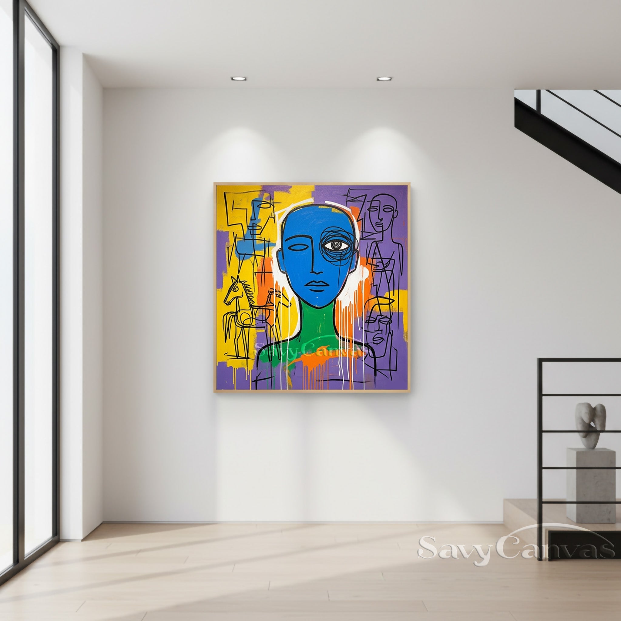 Modern Abstract Portrait Oil Painting | Basquiat Inspired Art #SS 118