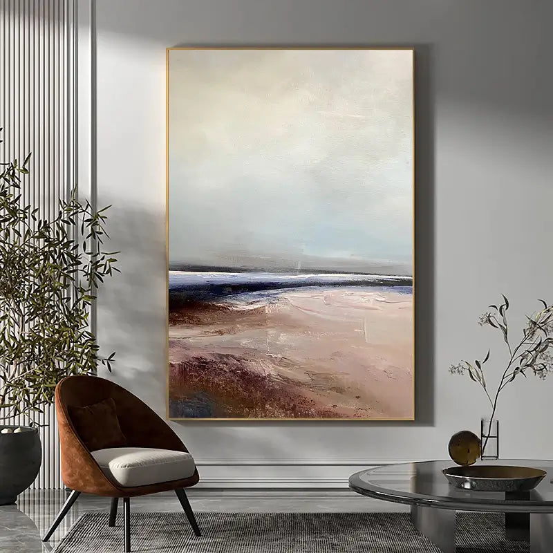 Abstract Beach Landscape Canvas Art - Minimalist Nature-Inspired Wall Decor # JJ 150