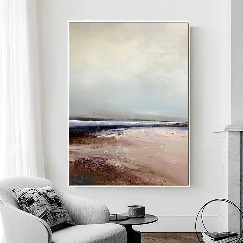 Abstract Beach Landscape Canvas Art - Minimalist Nature-Inspired Wall Decor # JJ 150