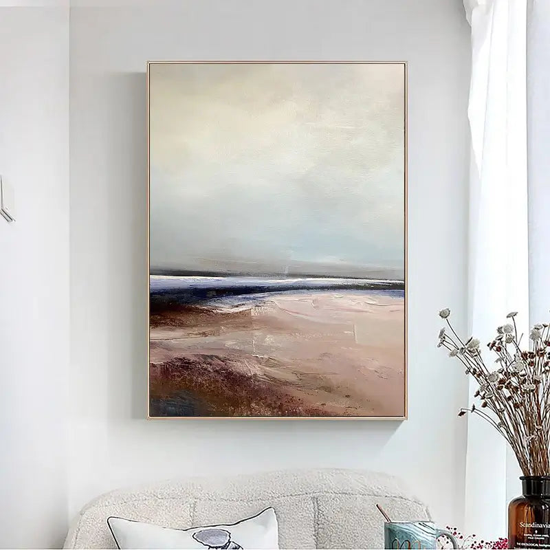 Abstract Beach Landscape Canvas Art - Minimalist Nature-Inspired Wall Decor # JJ 150