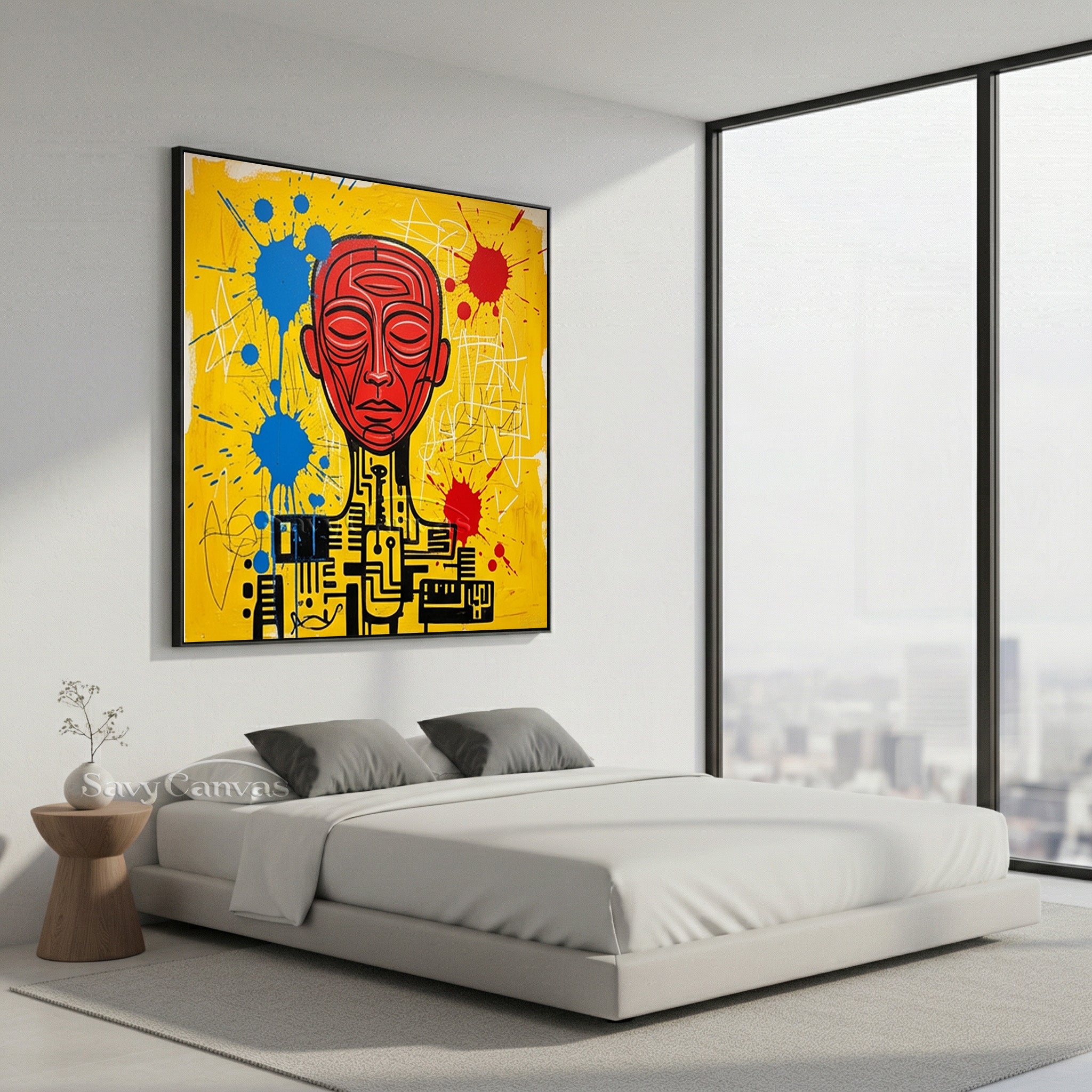 Modern Abstract Cyborg Red Face Oil Painting Wall Art #SS 119