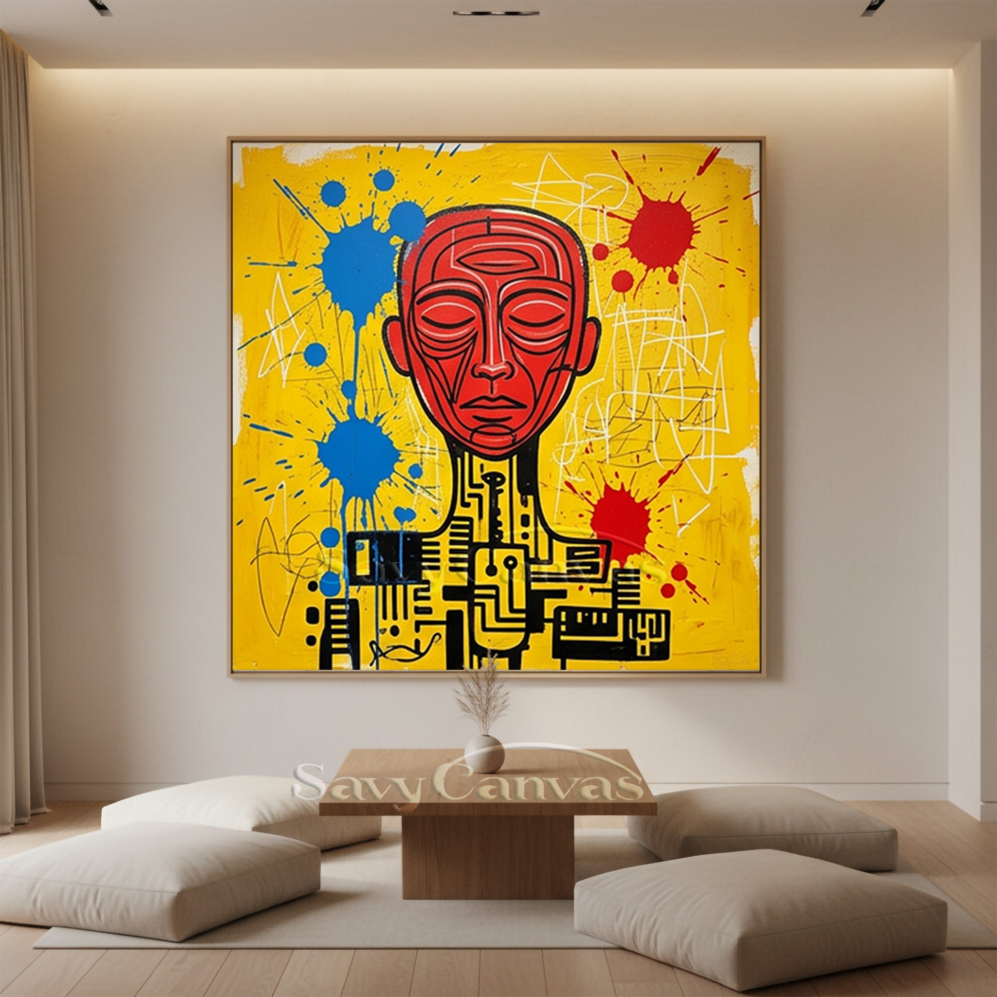 Modern Abstract Cyborg Red Face Oil Painting Wall Art #SS 119