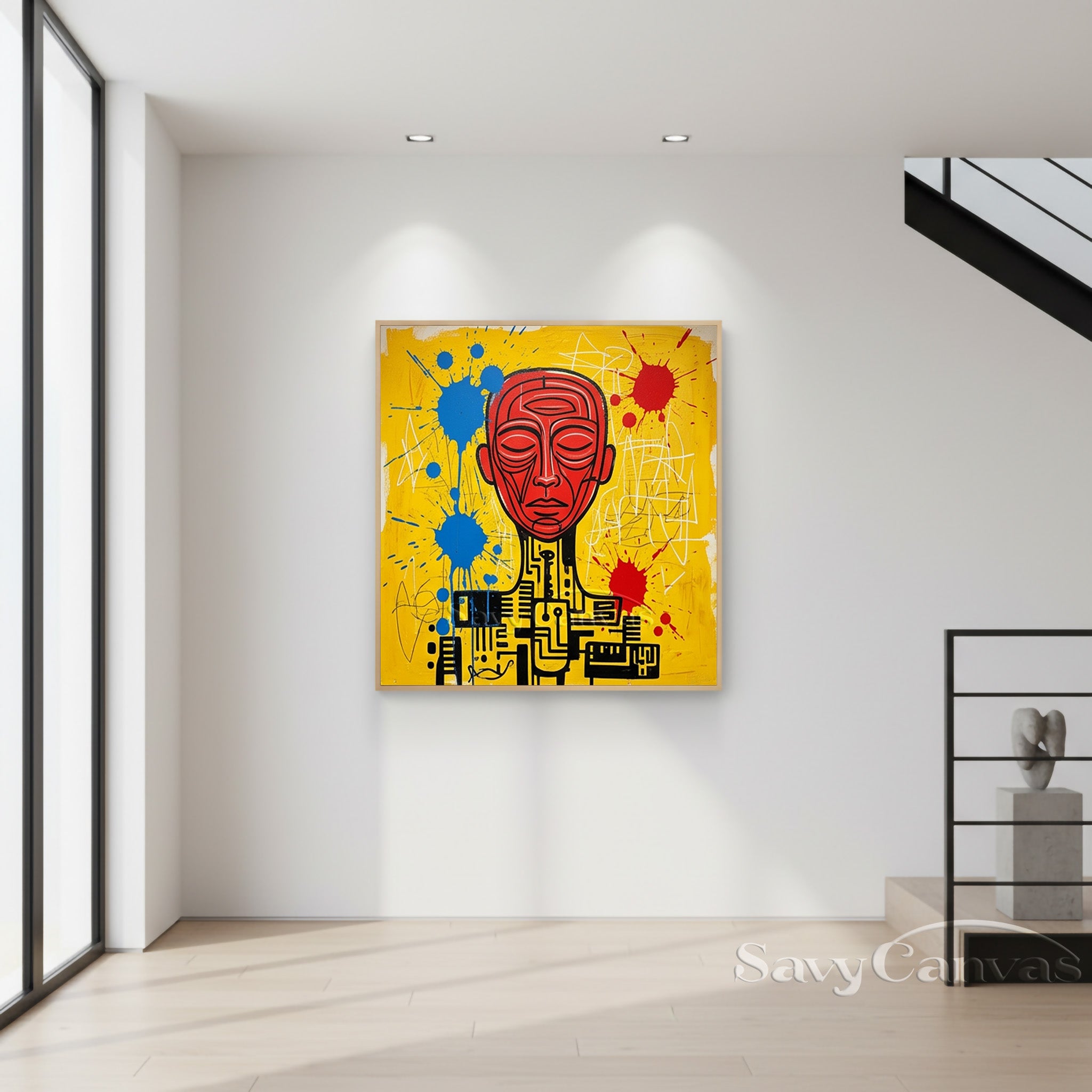 Modern Abstract Cyborg Red Face Oil Painting Wall Art #SS 119