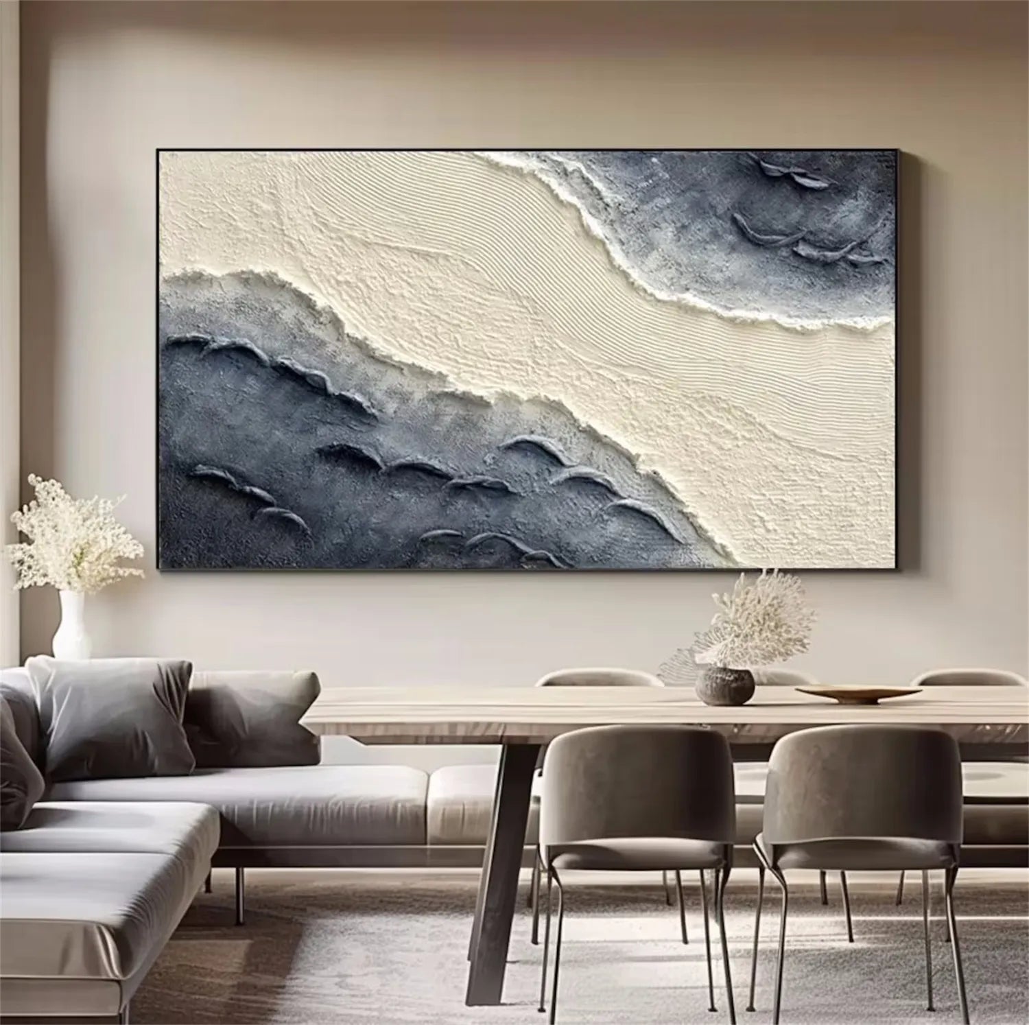 Waves & Sand Dune Texture Art – Coastal Modern Canvas