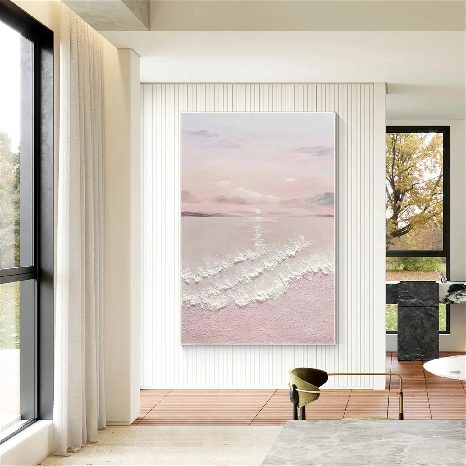 Serene Pink Soft Waves Abstract Seascape