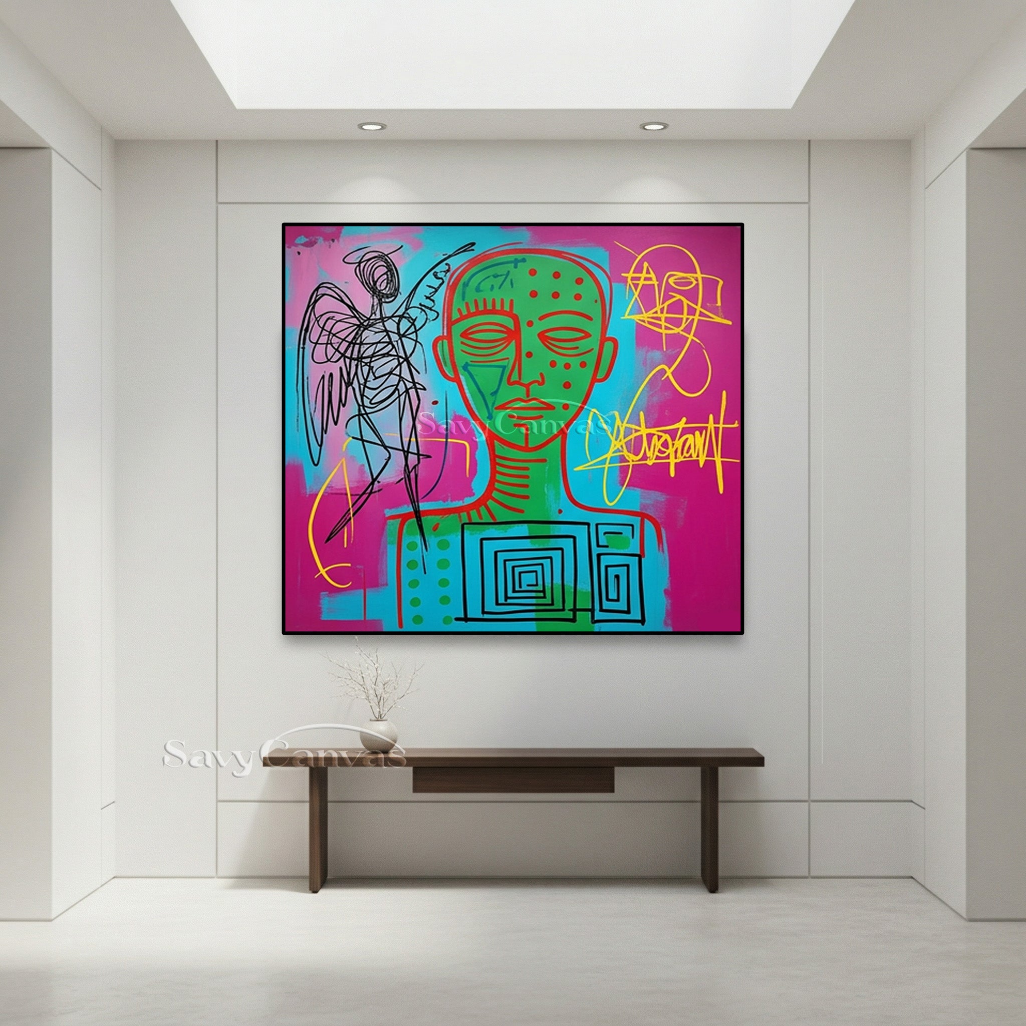 Abstract Angel & Totem Hand-Painted Canvas Art | Modern Pop Art #SS 120