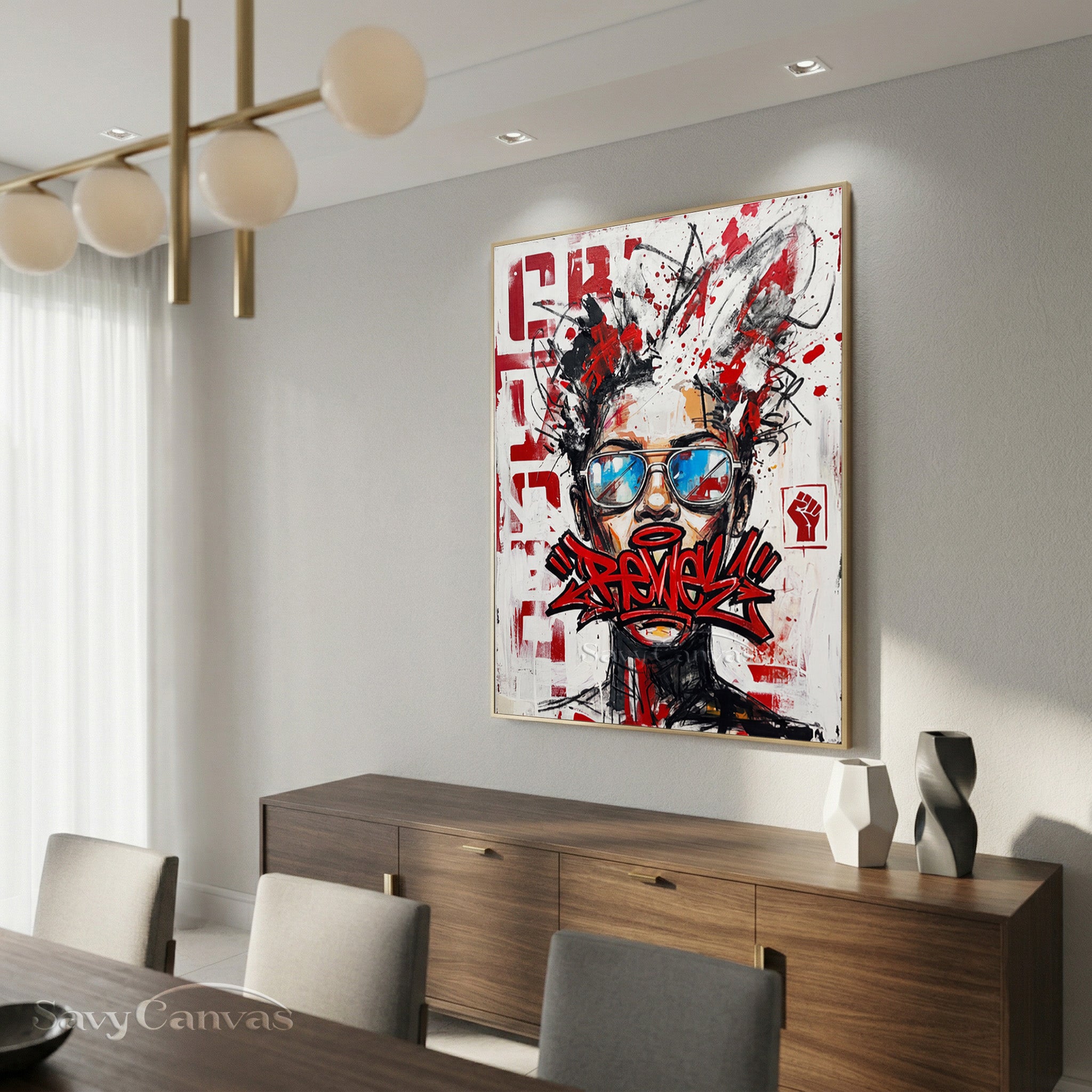 Rebel Graffiti Woman Oil Painting - Urban Street Art Wall Decor #SS 080