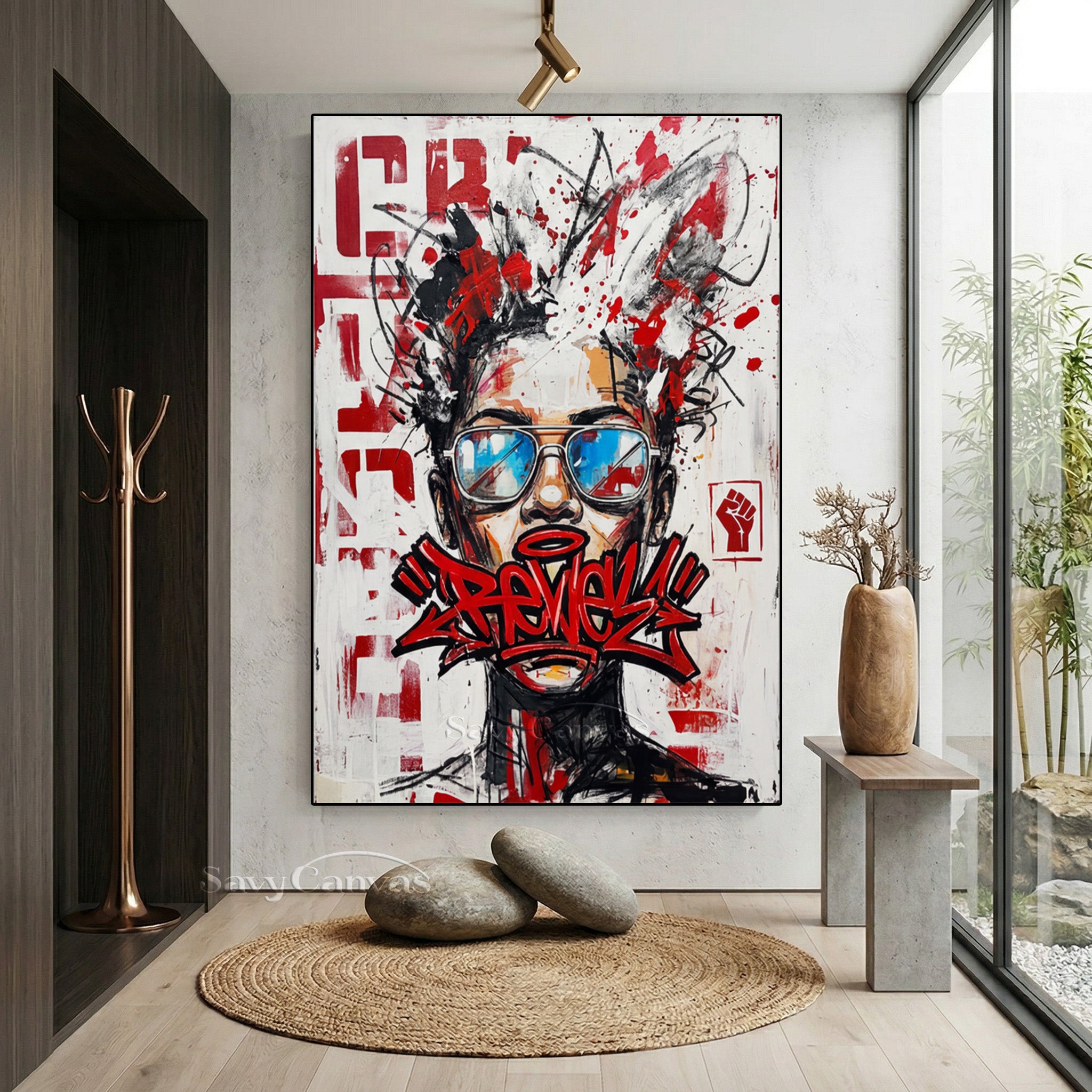 Rebel Graffiti Woman Oil Painting - Urban Street Art Wall Decor #SS 080
