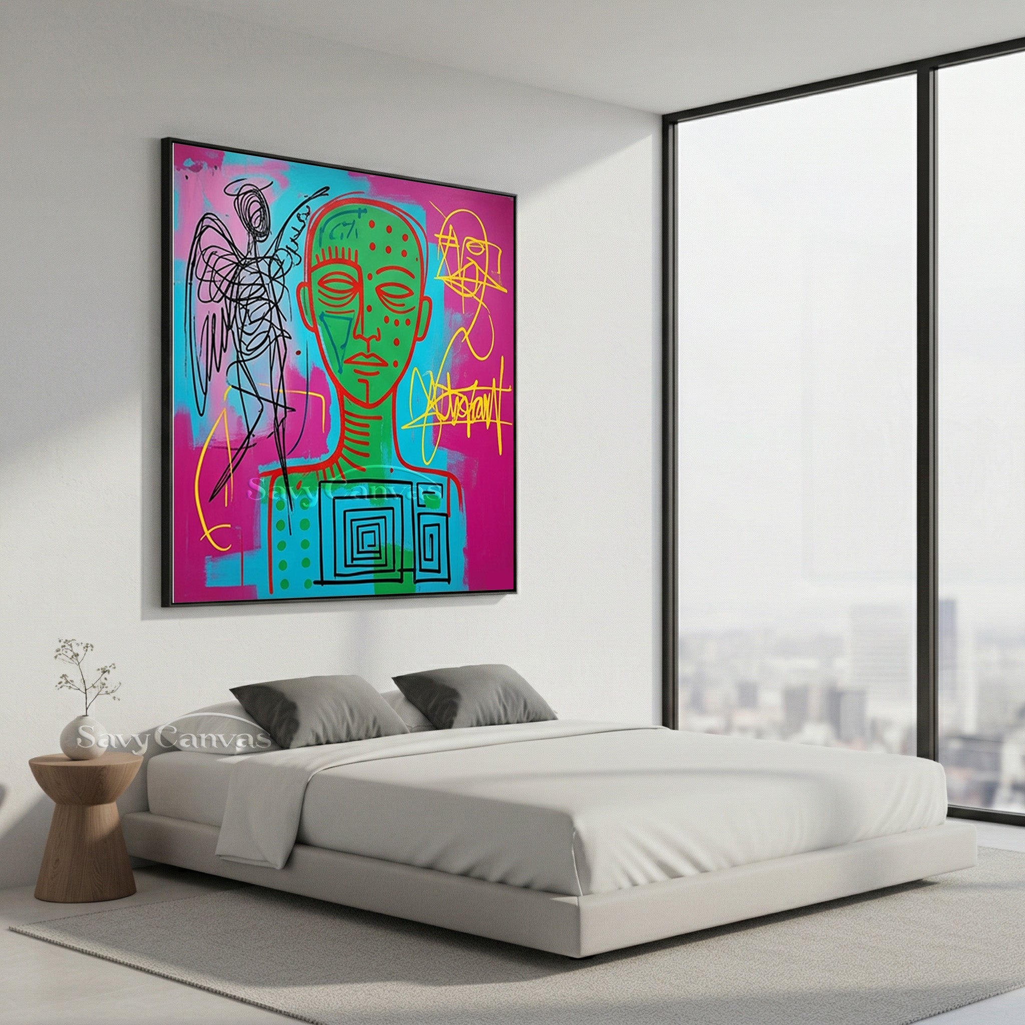 Abstract Angel & Totem Hand-Painted Canvas Art | Modern Pop Art #SS 120