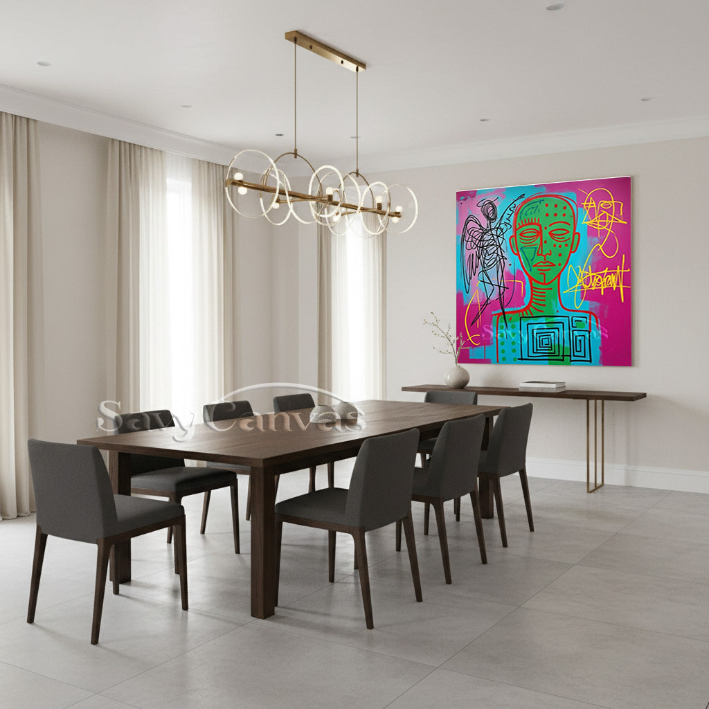 Abstract Angel & Totem Hand-Painted Canvas Art | Modern Pop Art #SS 120