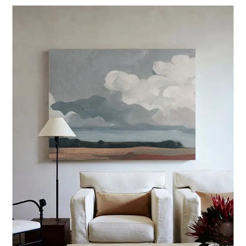 Modern Abstract Ocean Art – Textured Coastal Canvas for Living Room #JJ 274