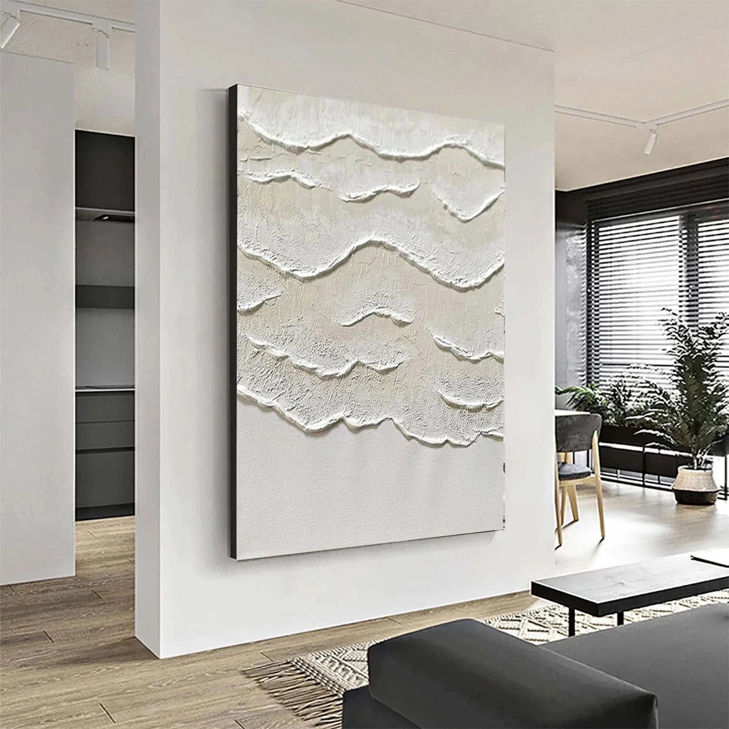 Beige and White  Textured Abstract Oil Painting # JJ 130