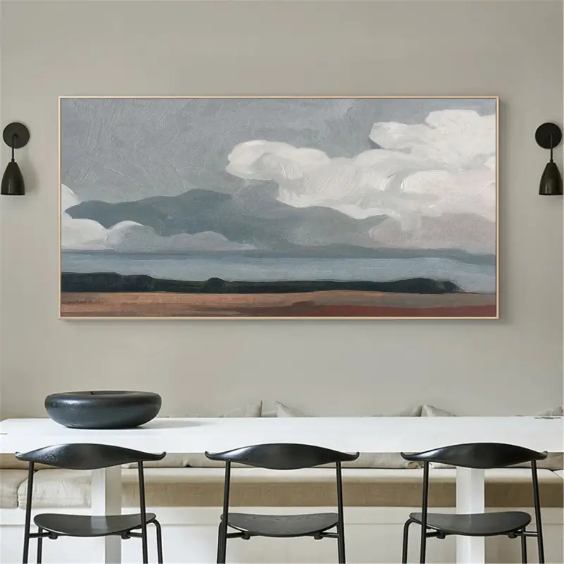 Modern Abstract Ocean Art – Textured Coastal Canvas for Living Room #JJ 274