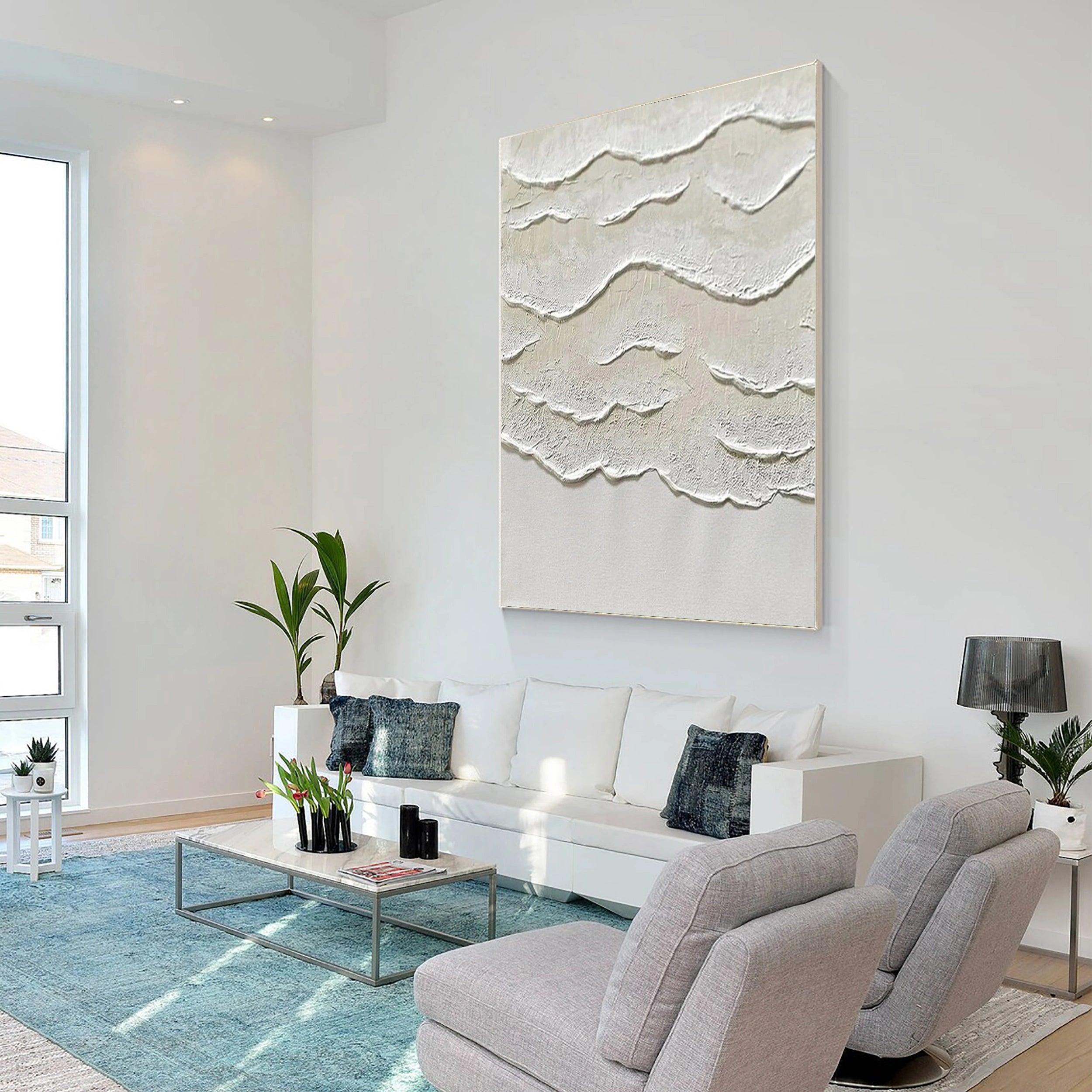 Beige and White  Textured Abstract Oil Painting # JJ 130