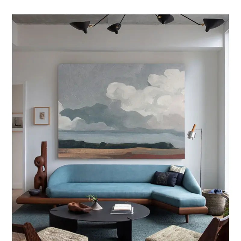 Modern Abstract Ocean Art – Textured Coastal Canvas for Living Room #JJ 274