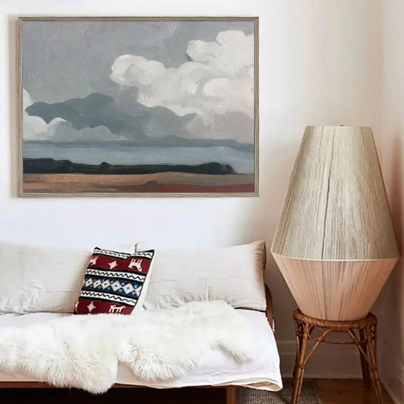 Modern Abstract Ocean Art – Textured Coastal Canvas for Living Room #JJ 274